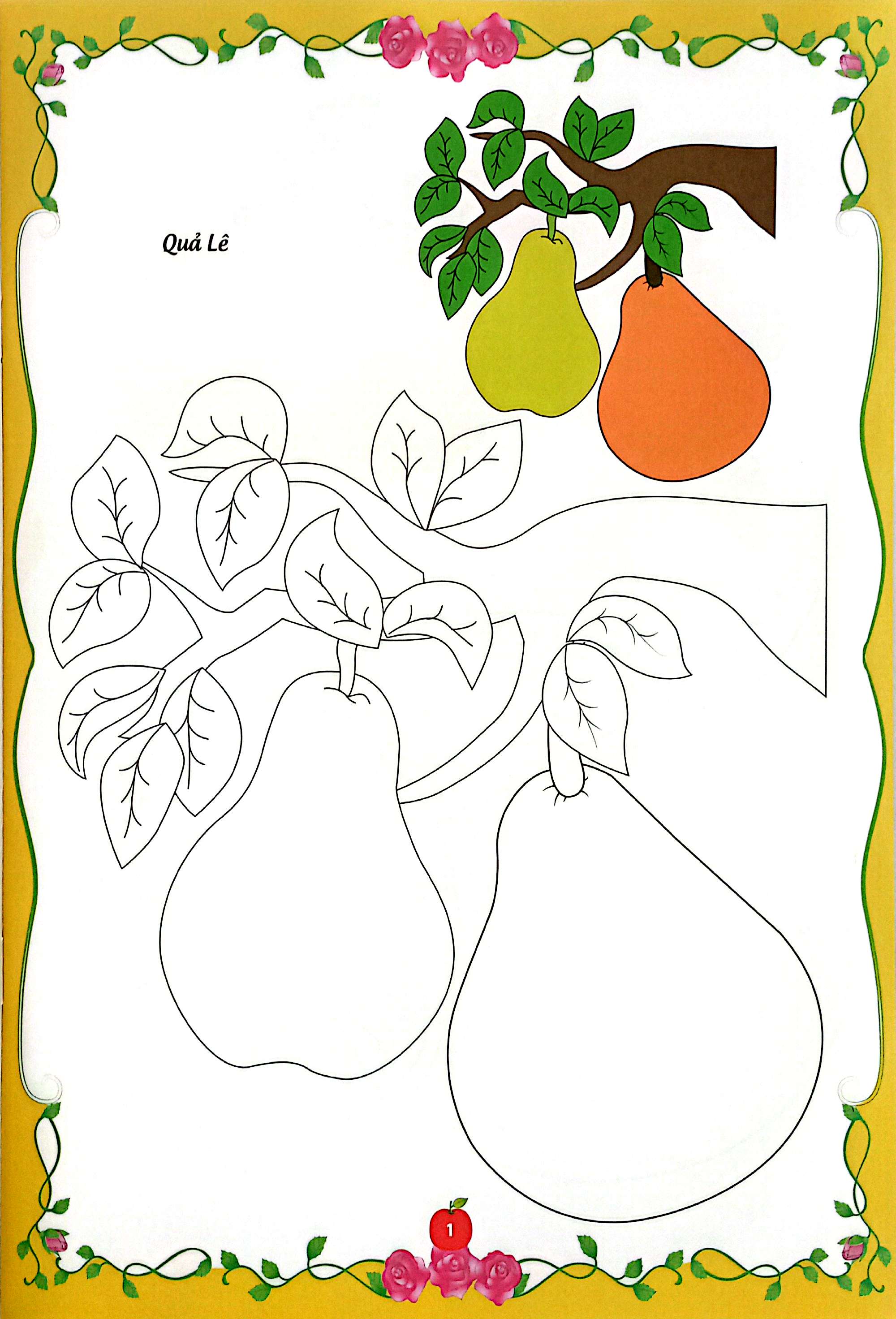 bé tập tô màu - củ, quả