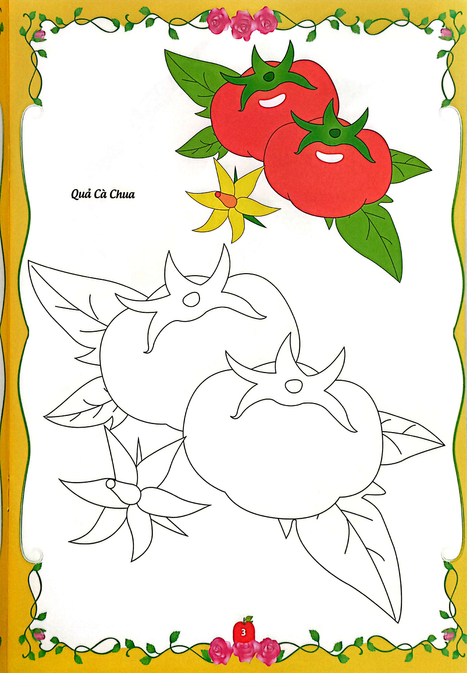 bé tập tô màu - củ, quả