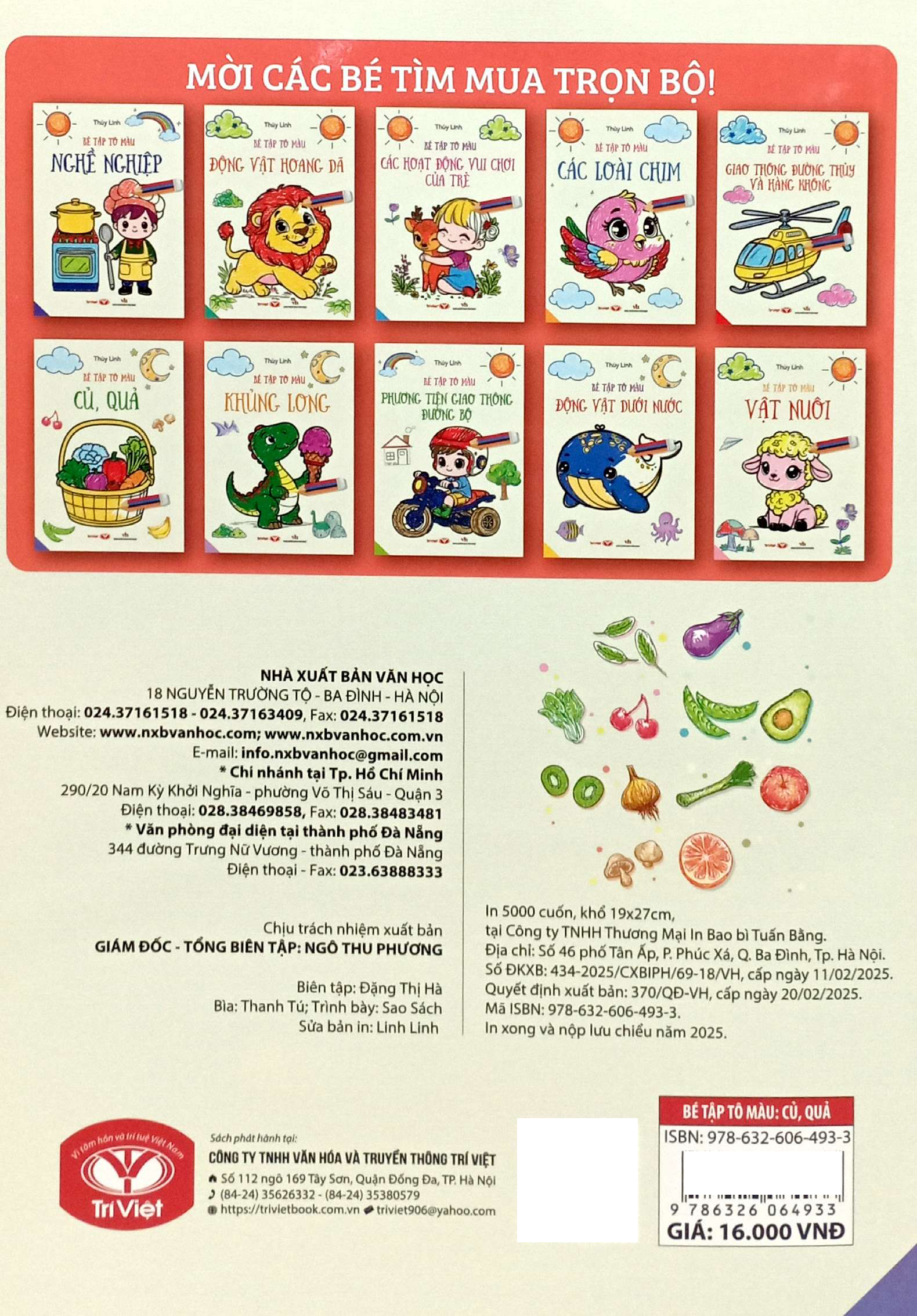 bé tập tô màu - củ, quả