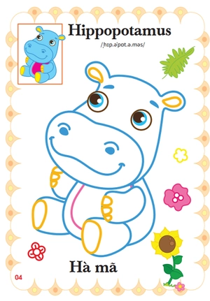 bé tập tô màu mẫu giáo - động vật đáng yêu - song ngữ anh-việt - tập 1