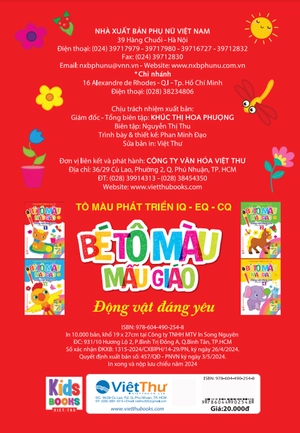 bé tập tô màu mẫu giáo - động vật đáng yêu - song ngữ anh-việt - tập 1