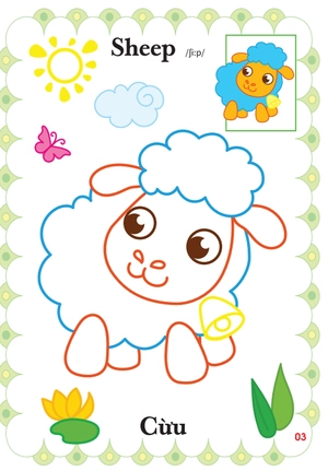 bé tập tô màu mẫu giáo - động vật đáng yêu - song ngữ anh-việt - tập 2