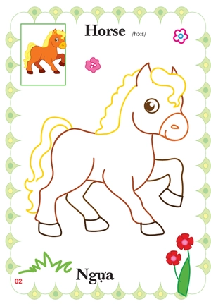 bé tập tô màu mẫu giáo - động vật đáng yêu - song ngữ anh-việt - tập 2