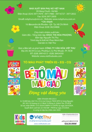 bé tập tô màu mẫu giáo - động vật đáng yêu - song ngữ anh-việt - tập 2