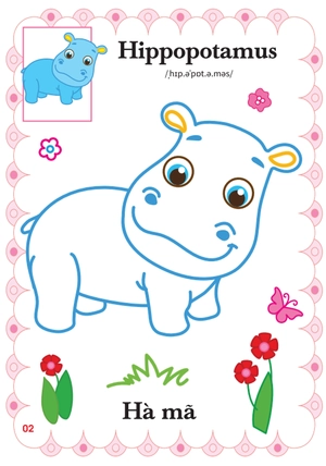 bé tập tô màu mẫu giáo - động vật đáng yêu - song ngữ anh-việt - tập 3