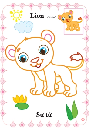 bé tập tô màu mẫu giáo - động vật đáng yêu - song ngữ anh-việt - tập 3