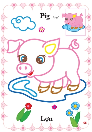 bé tập tô màu mẫu giáo - động vật đáng yêu - song ngữ anh-việt - tập 3