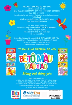 bé tập tô màu mẫu giáo - động vật đáng yêu - song ngữ anh-việt - tập 3