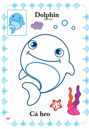 bé tập tô màu mẫu giáo - động vật đáng yêu - song ngữ anh-việt - tập 4