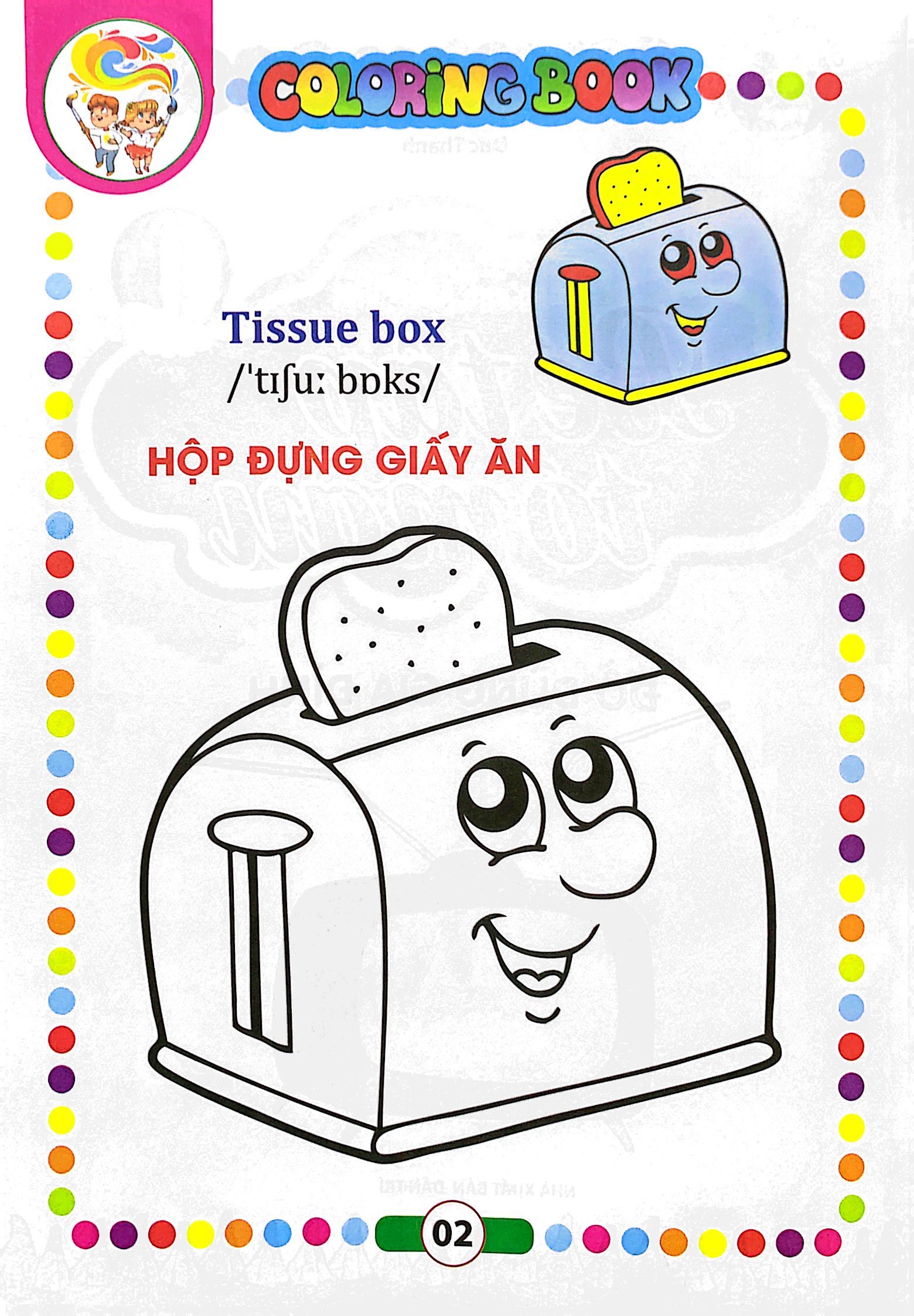 bé tập tô màu - song ngữ anh-việt - đồ dùng gia đình