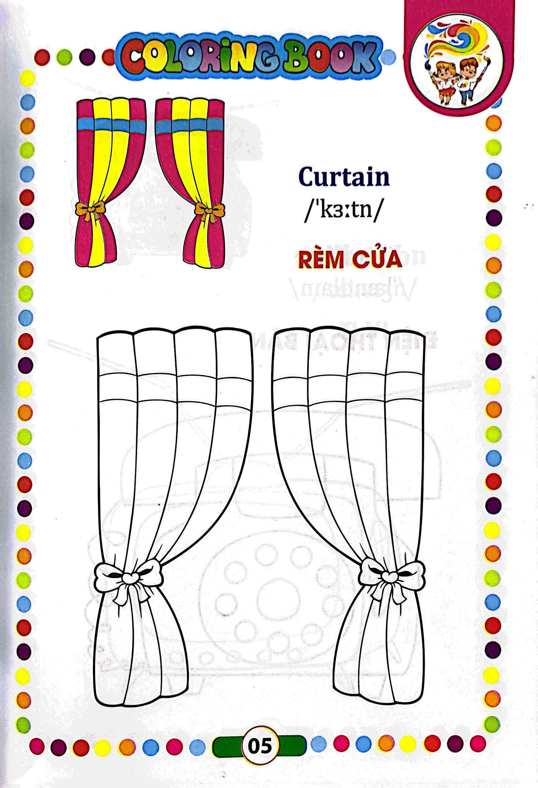 bé tập tô màu - song ngữ anh-việt - đồ dùng gia đình