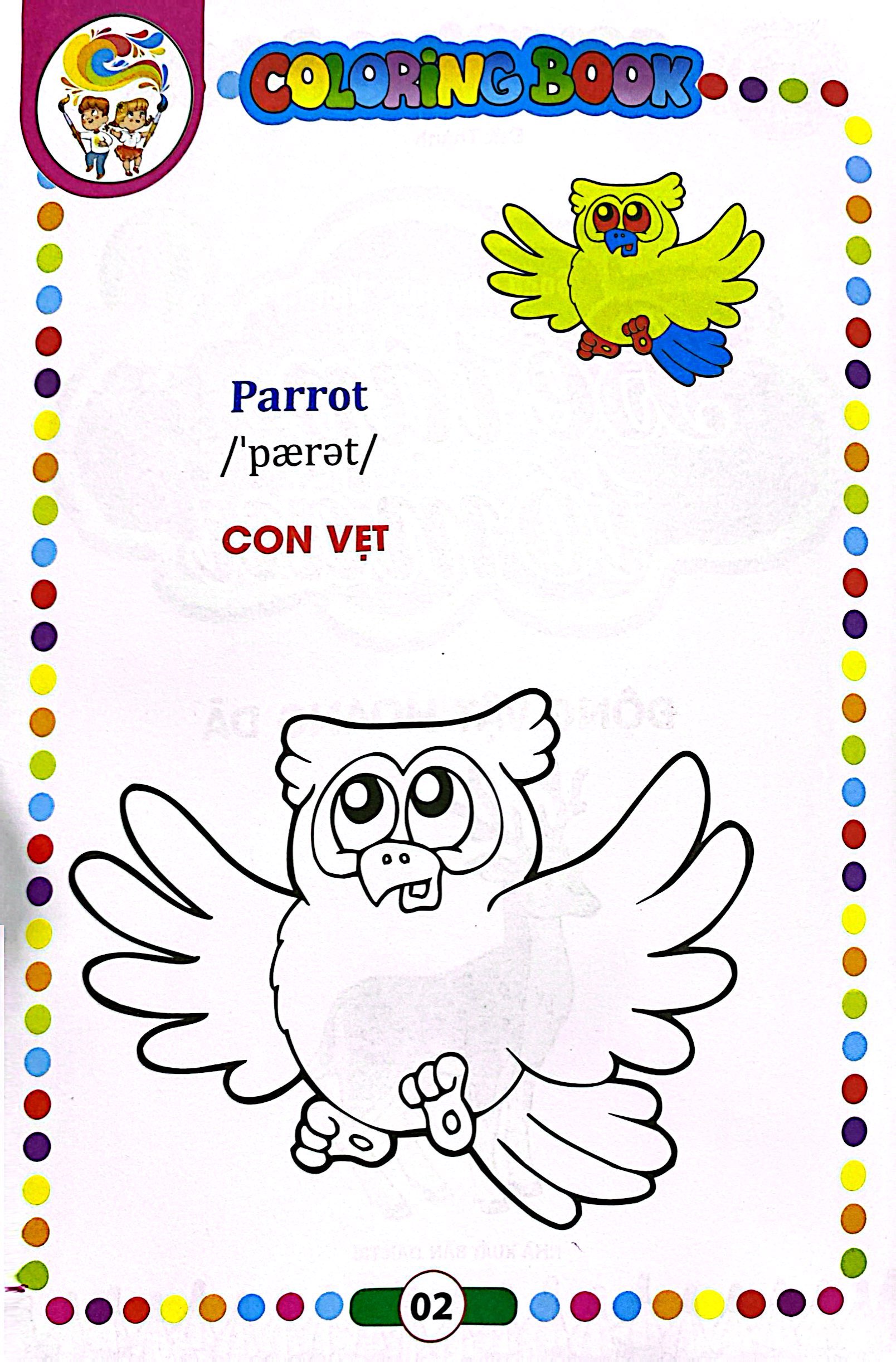 bé tập tô màu - song ngữ anh-việt - động vật hoang dã