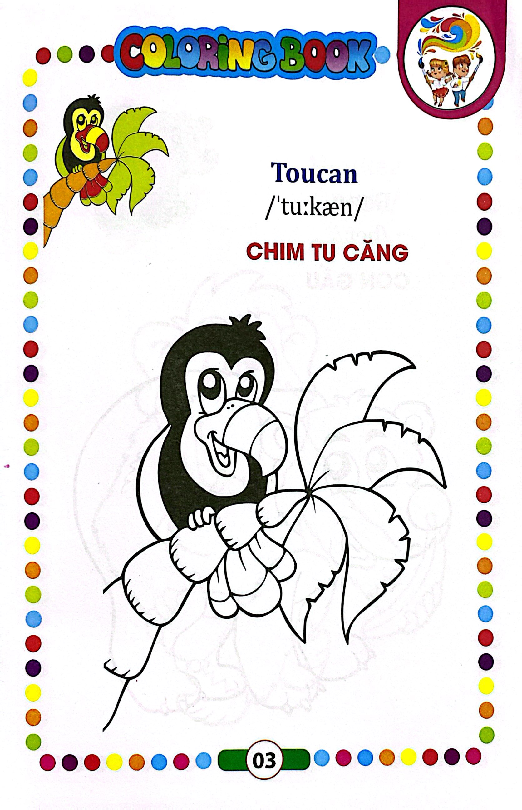 bé tập tô màu - song ngữ anh-việt - động vật hoang dã