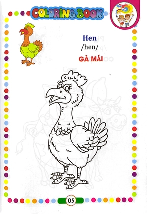 bé tập tô màu - song ngữ anh-việt - động vật nuôi