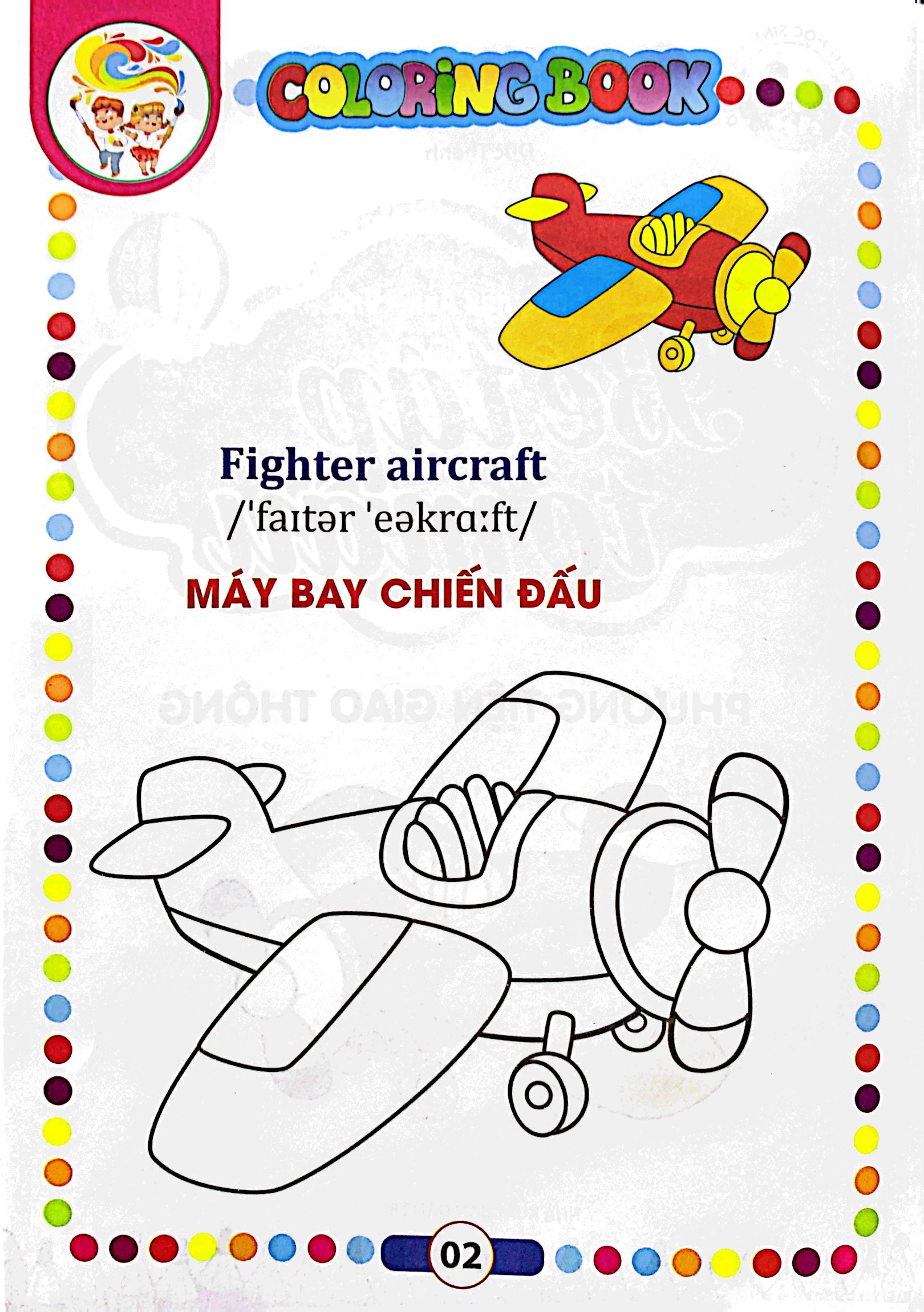 bé tập tô màu - song ngữ anh-việt - phương tiện giao thông