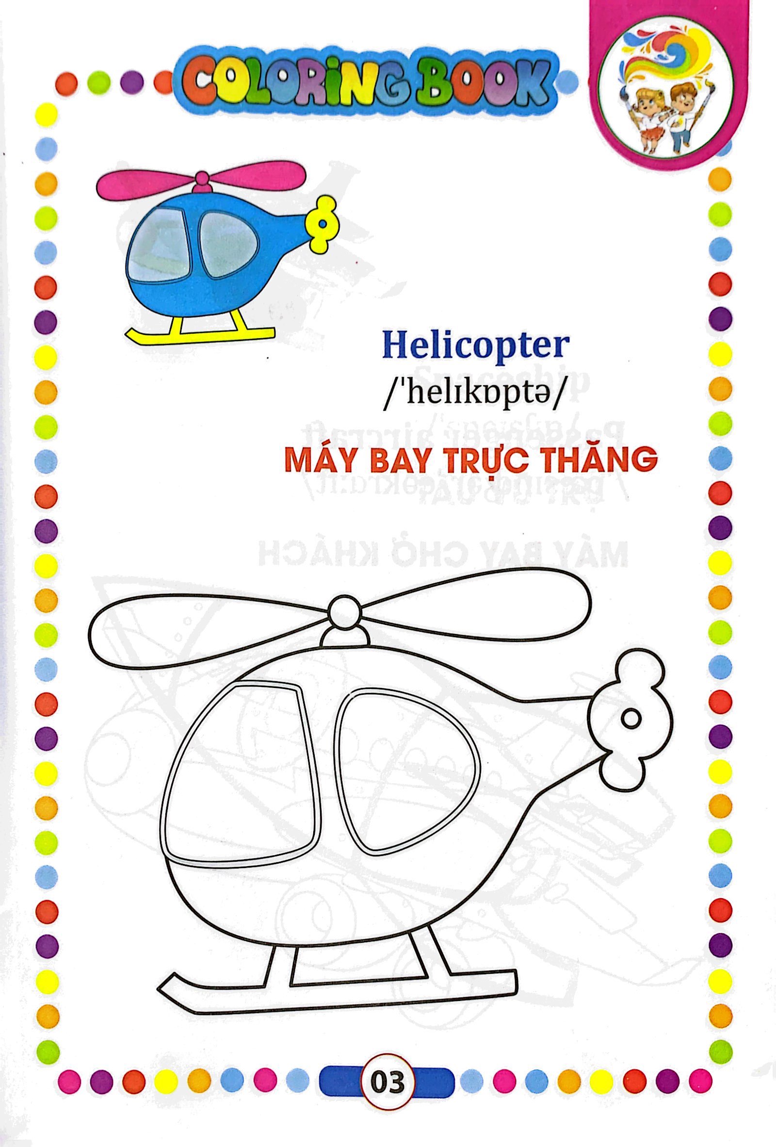 bé tập tô màu - song ngữ anh-việt - phương tiện giao thông