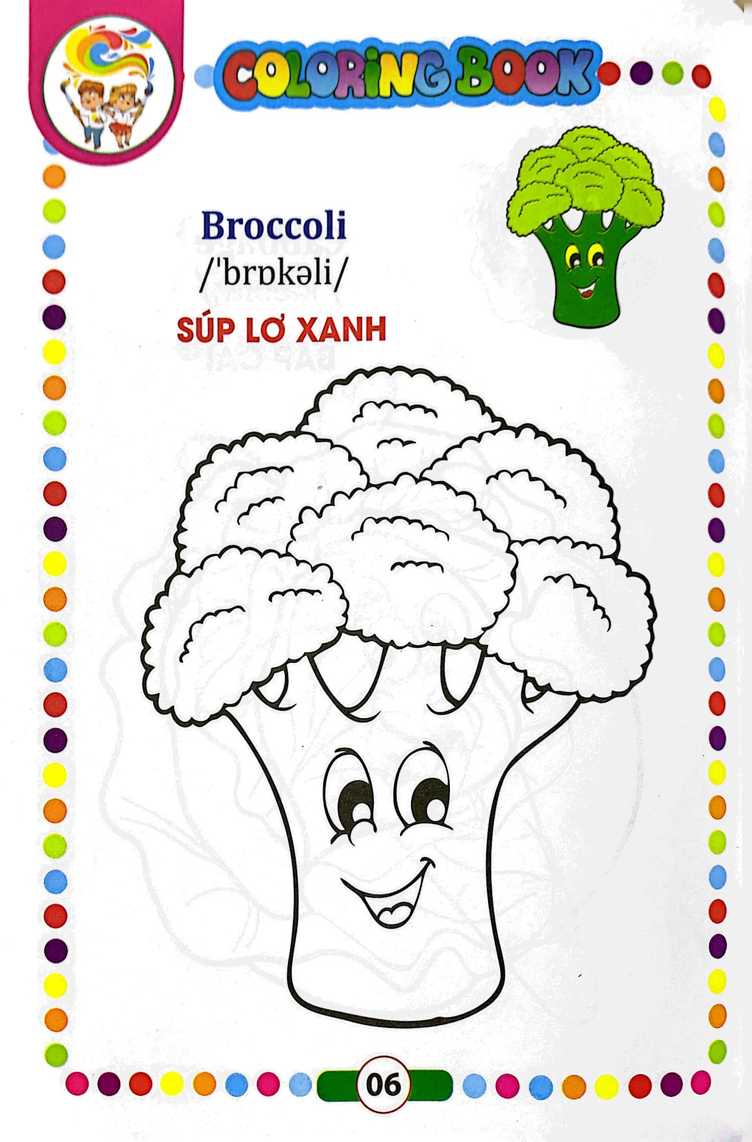 bé tập tô màu - song ngữ anh-việt - rau, củ, quả