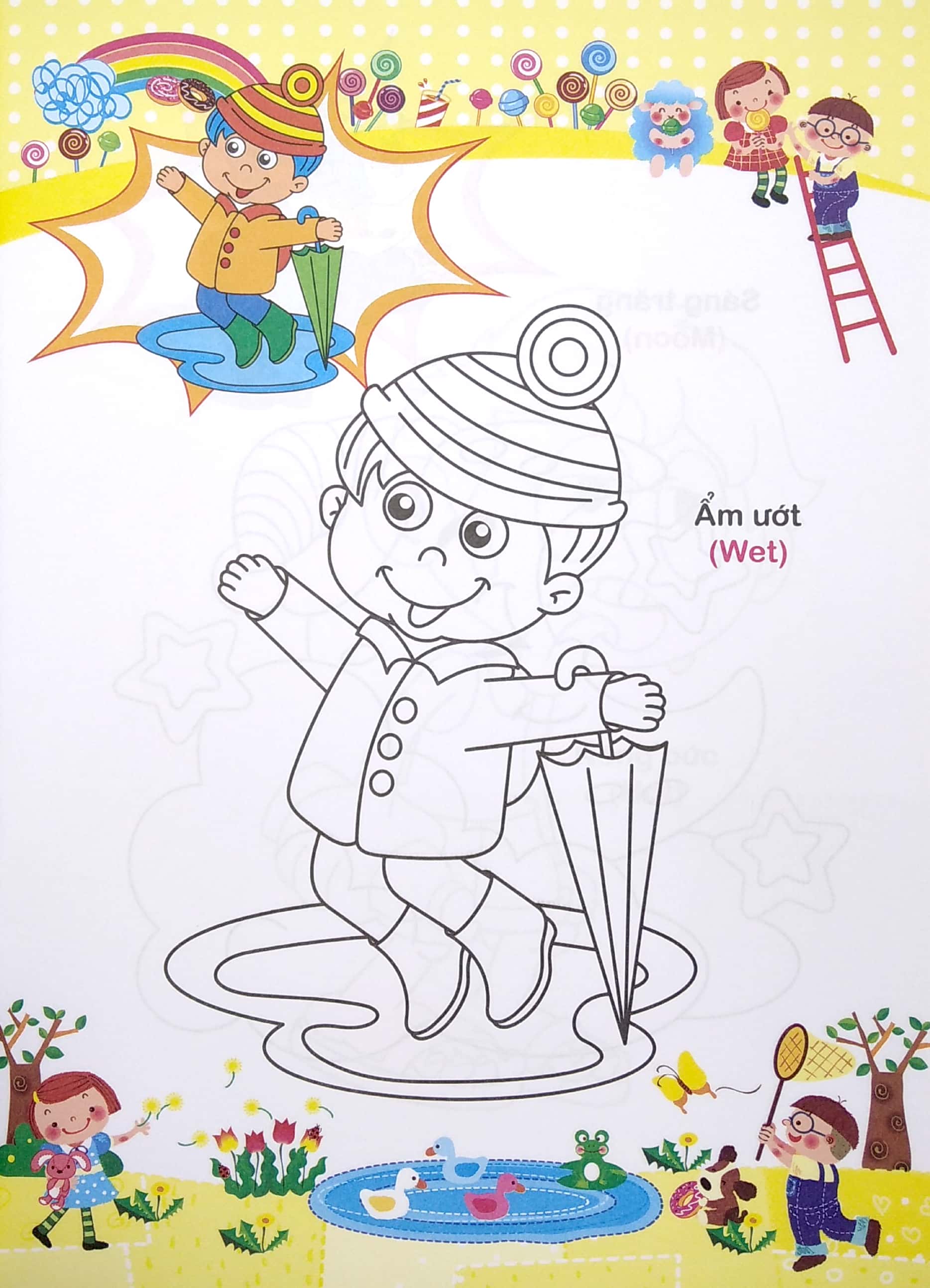 bé tập tô màu và học tiếng anh theo chủ đề - bé nhận biết thời tiết