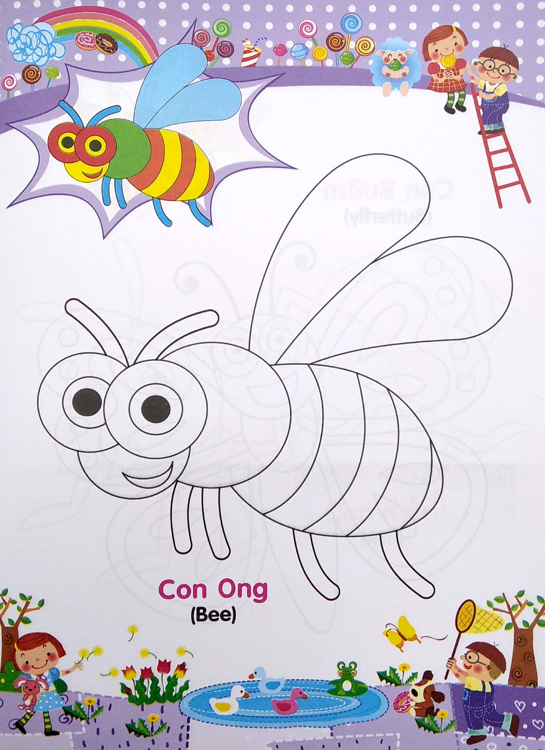 bé tập tô màu và học tiếng anh theo chủ đề - bò sát và côn trùng