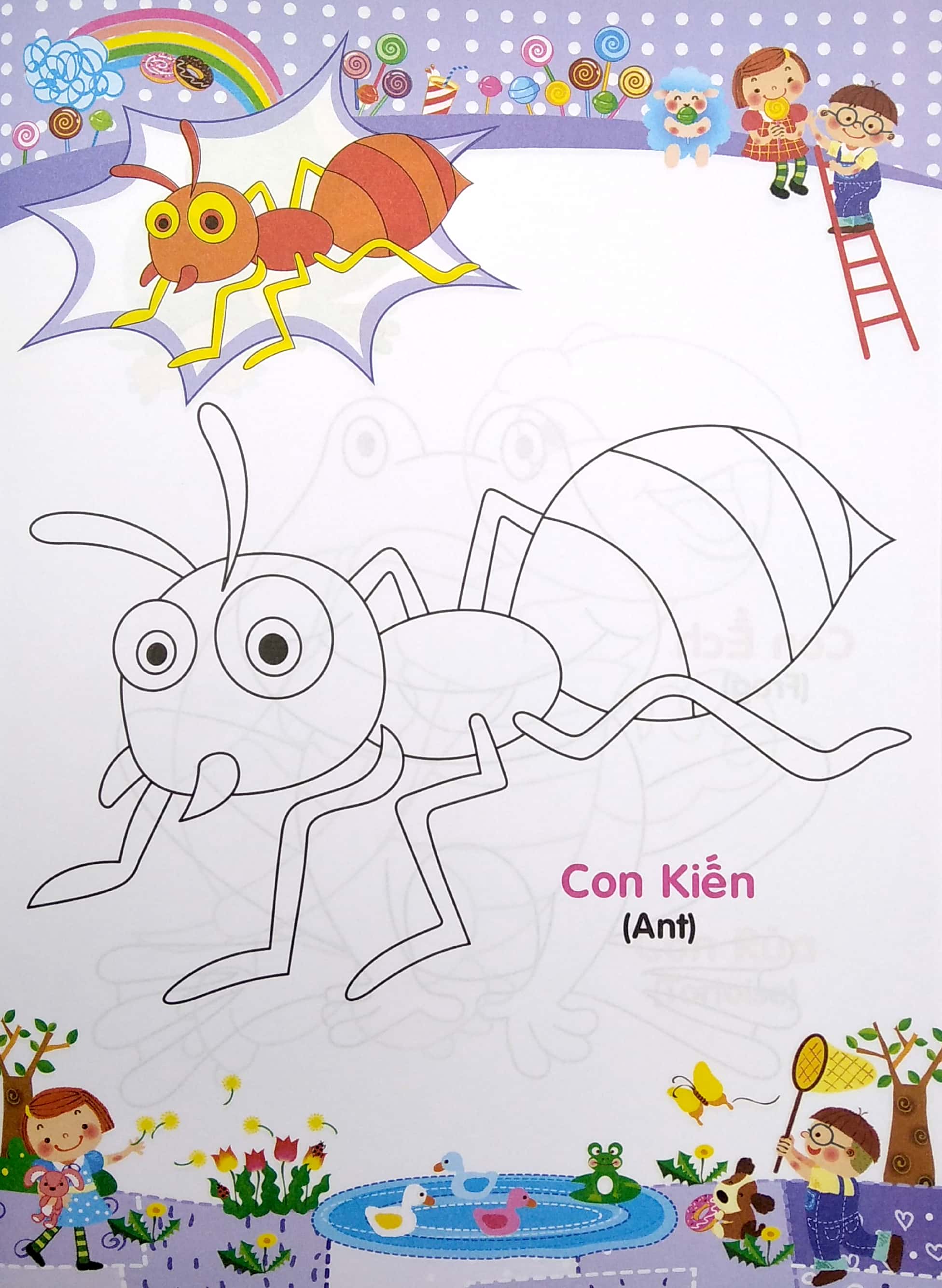 bé tập tô màu và học tiếng anh theo chủ đề - bò sát và côn trùng
