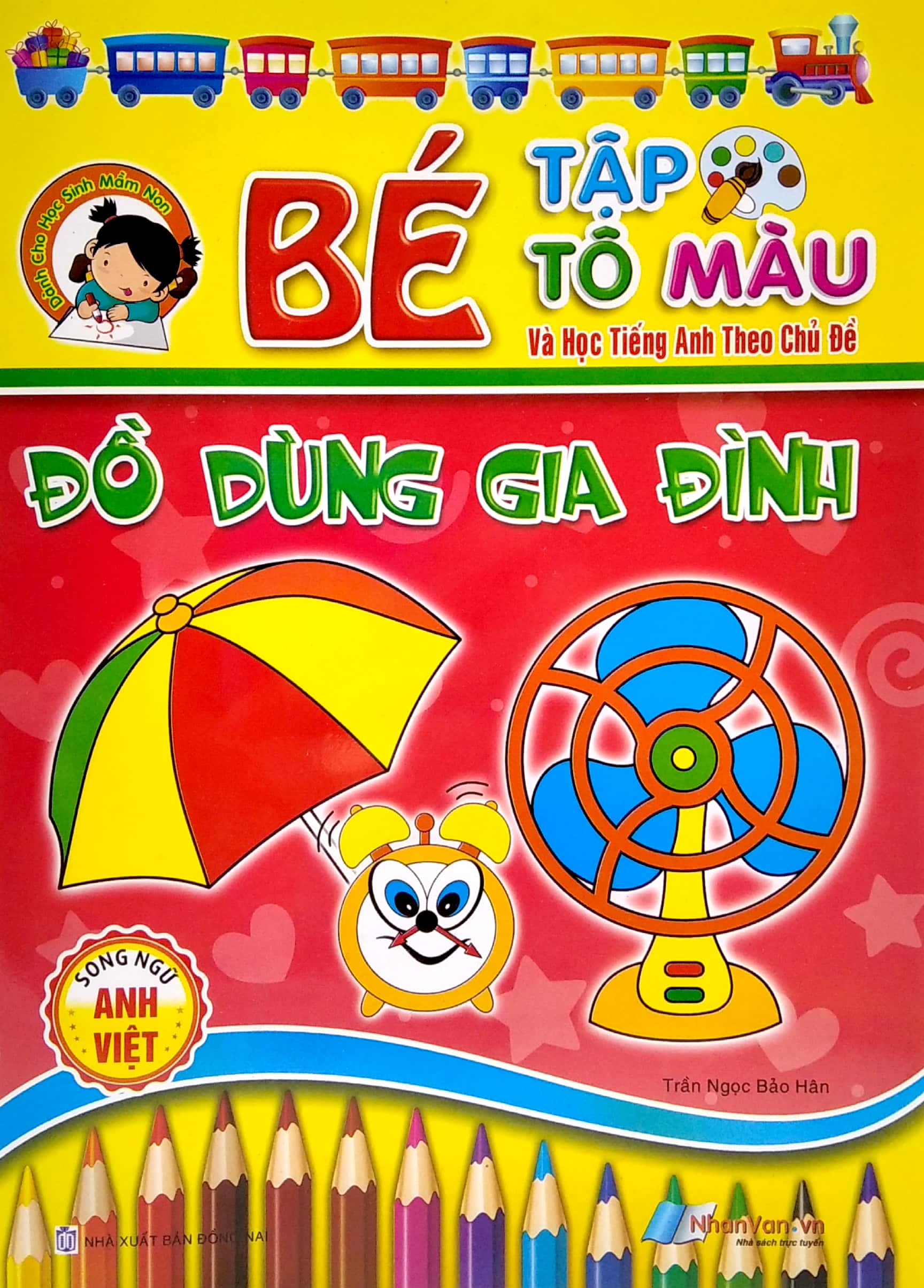 bé tập tô màu và học tiếng anh theo chủ đề - đồ dùng gia đình