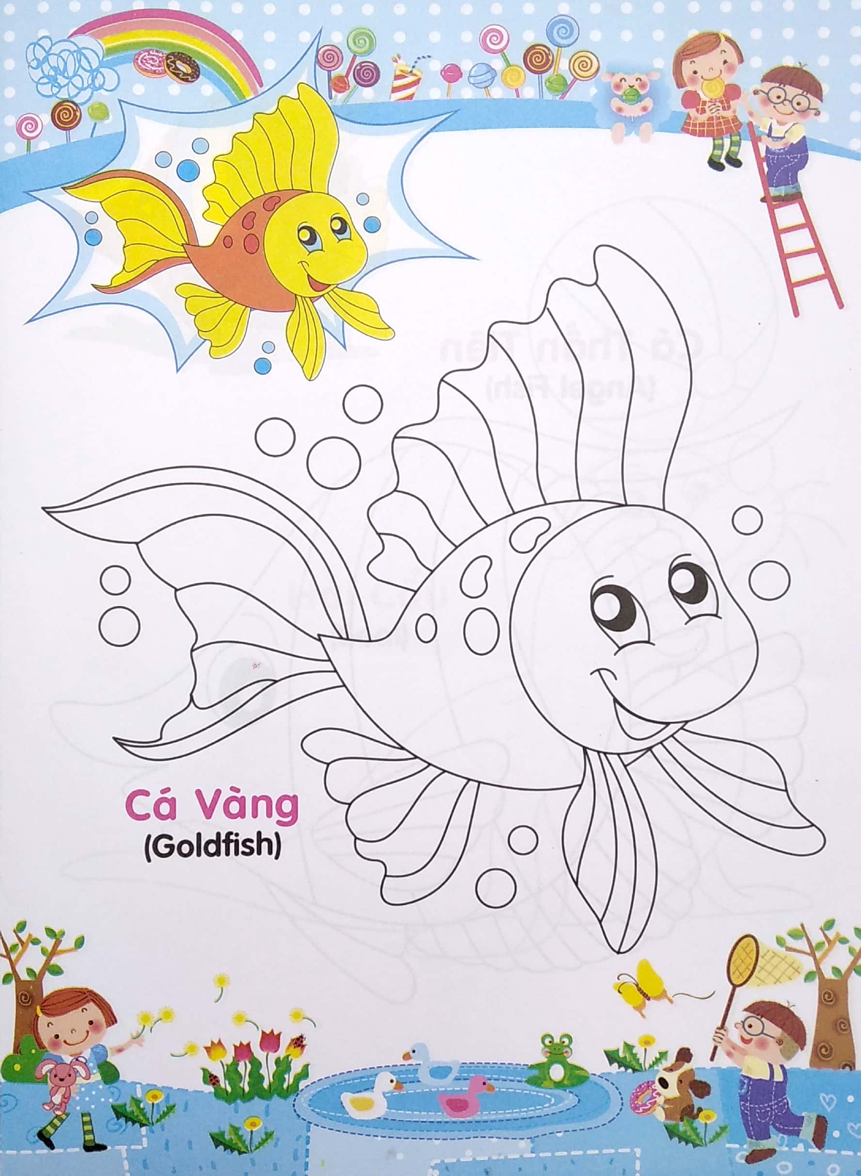 bé tập tô màu và học tiếng anh theo chủ đề - động vật biển