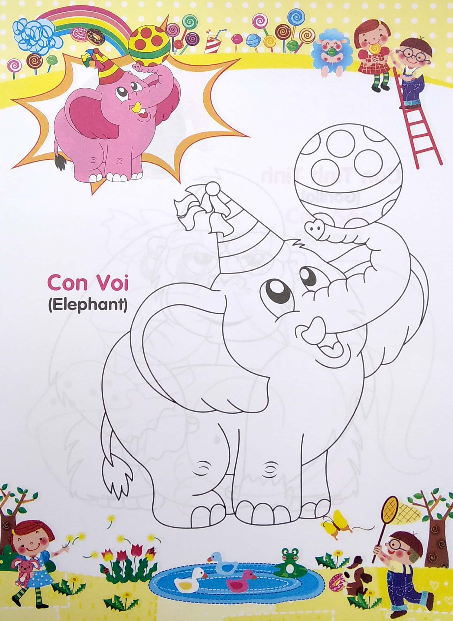 bé tập tô màu và học tiếng anh theo chủ đề - động vật hoang dã