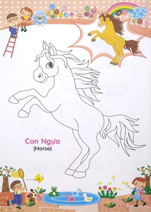 bé tập tô màu và học tiếng anh theo chủ đề - động vật nuôi