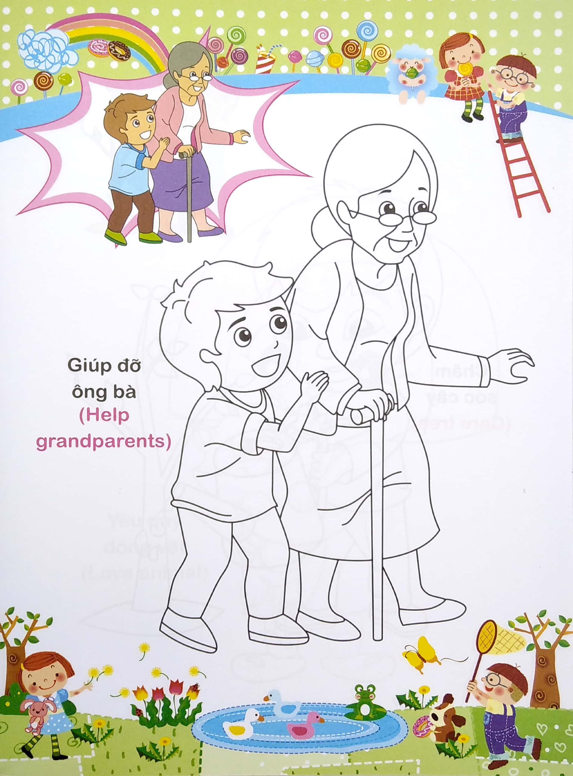 bé tập tô màu và học tiếng anh theo chủ đề - kỹ năng sống cho bé