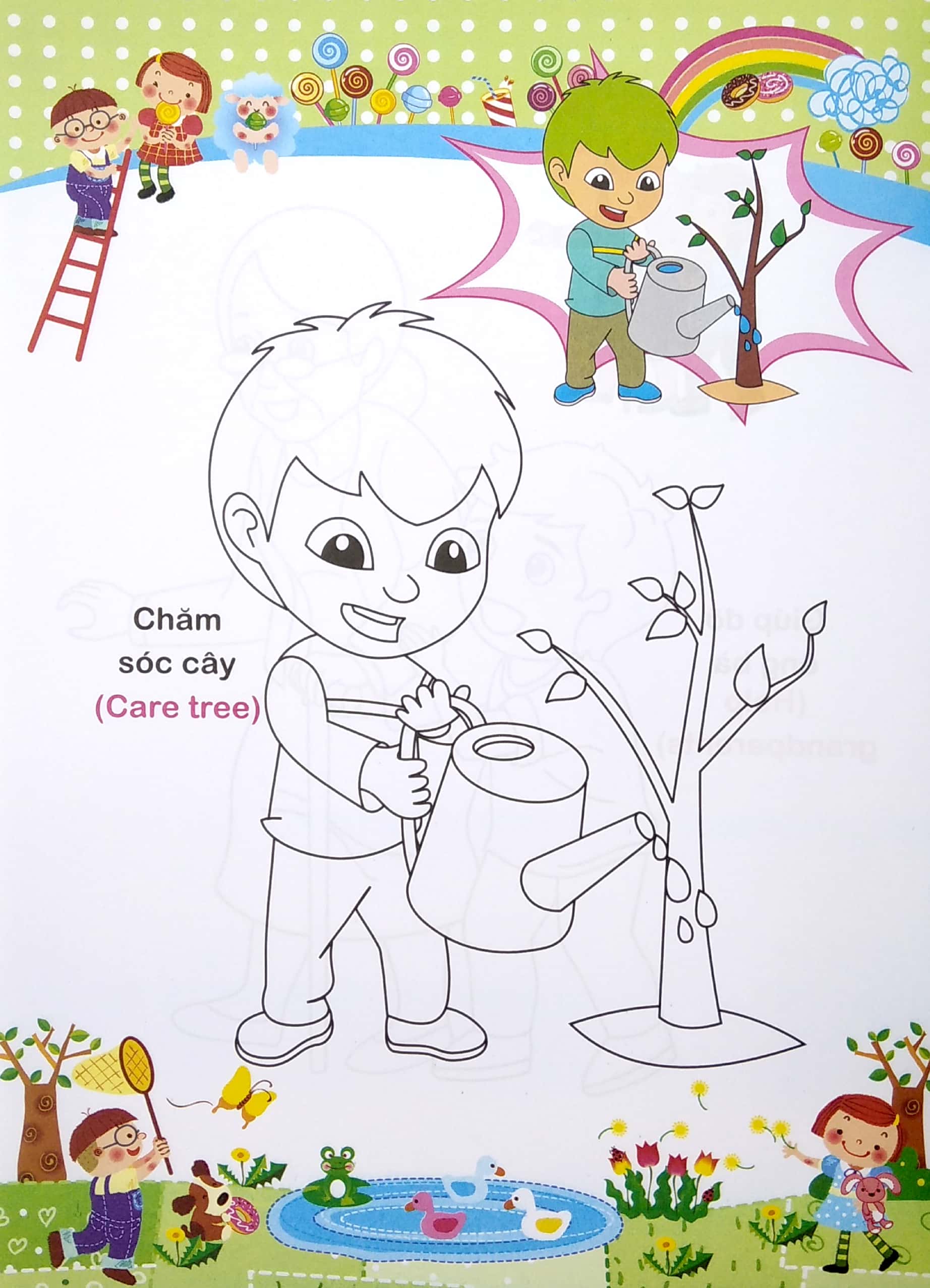 bé tập tô màu và học tiếng anh theo chủ đề - kỹ năng sống cho bé