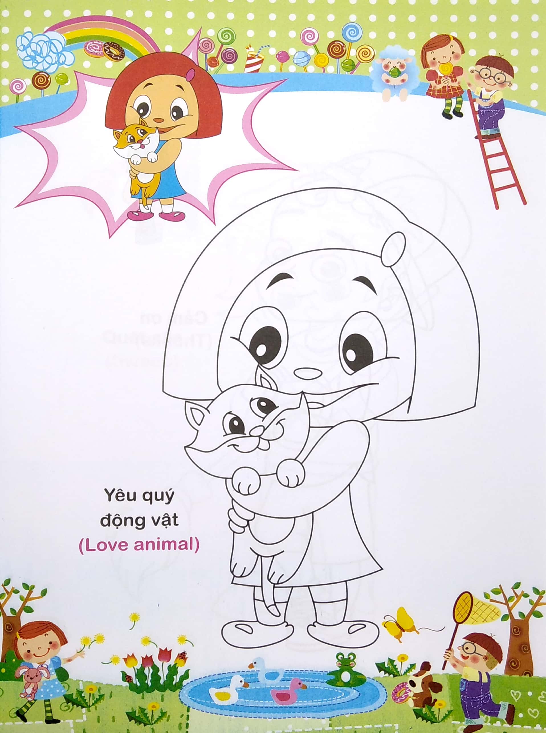 bé tập tô màu và học tiếng anh theo chủ đề - kỹ năng sống cho bé