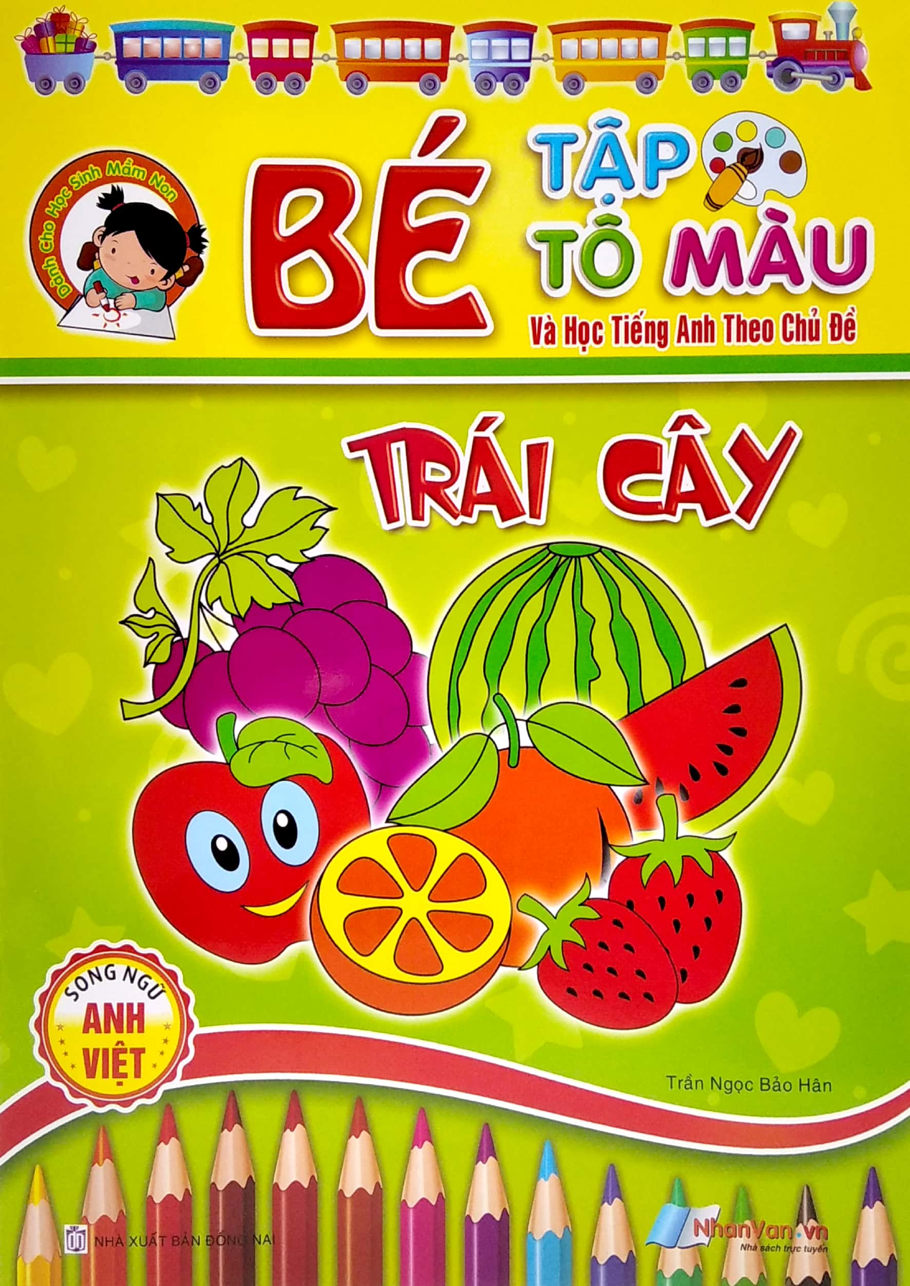 bé tập tô màu và học tiếng anh theo chủ đề - trái cây