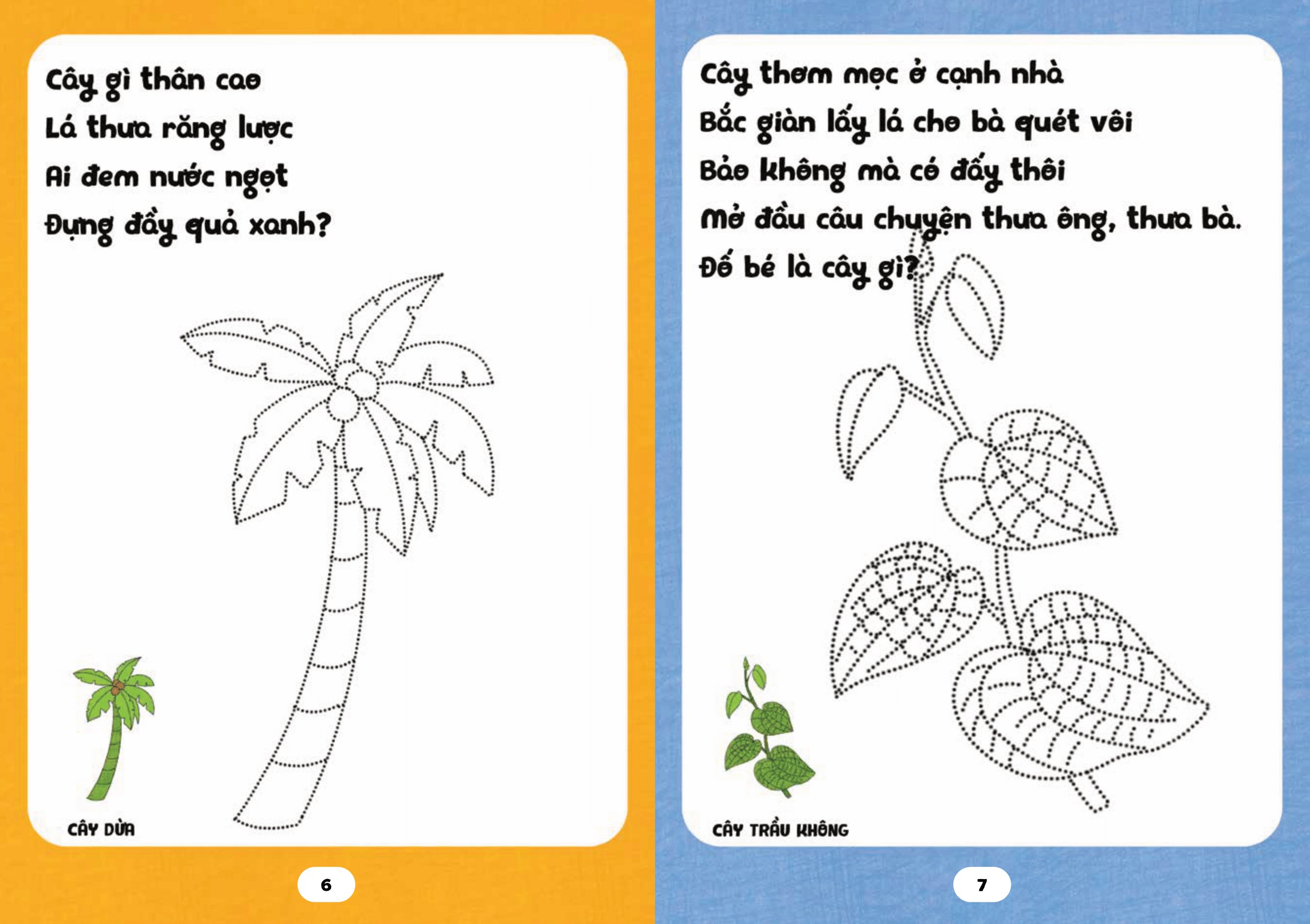 bé tập tô phát triển tư duy - câu đố về các loài cây