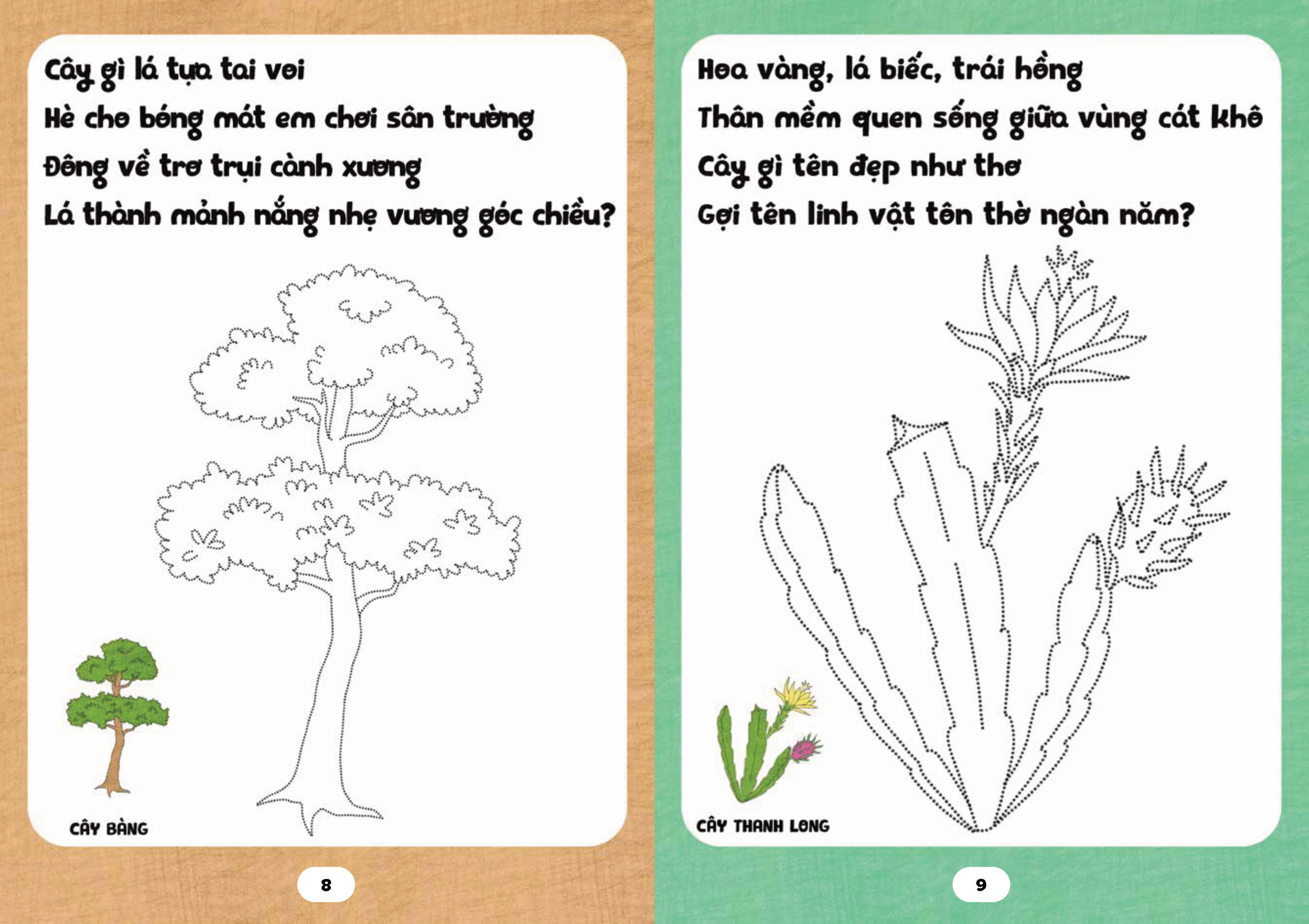 bé tập tô phát triển tư duy - câu đố về các loài cây