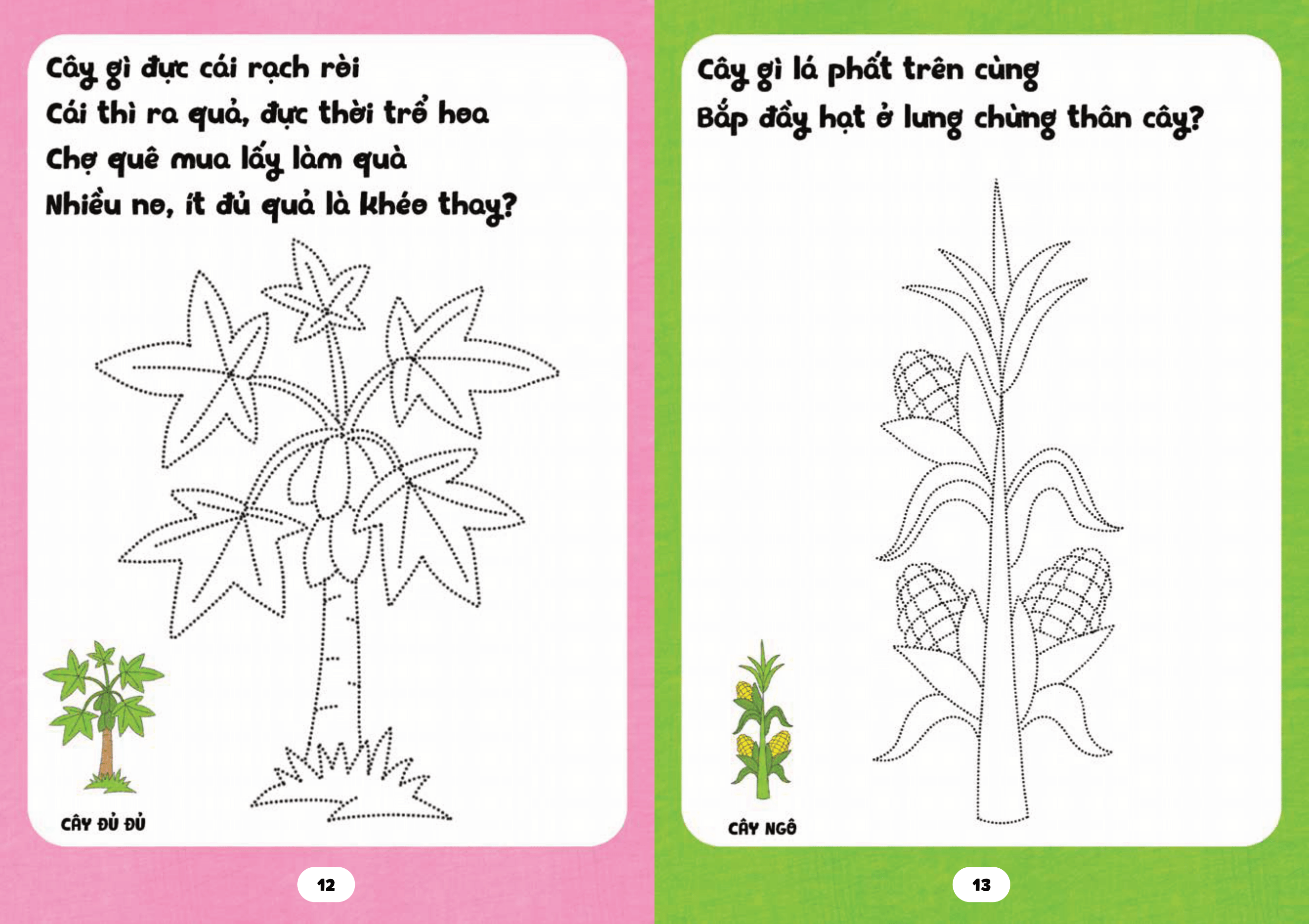 bé tập tô phát triển tư duy - câu đố về các loài cây