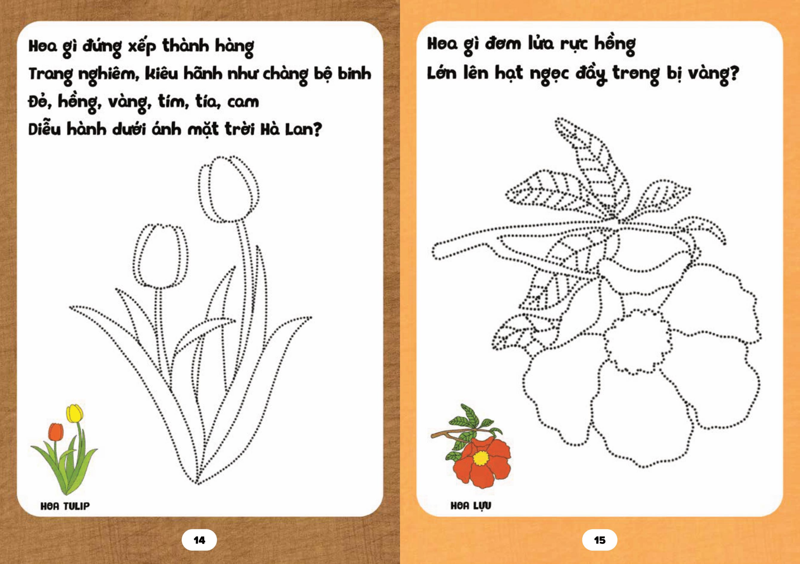 bé tập tô phát triển tư duy - câu đố về các loài hoa