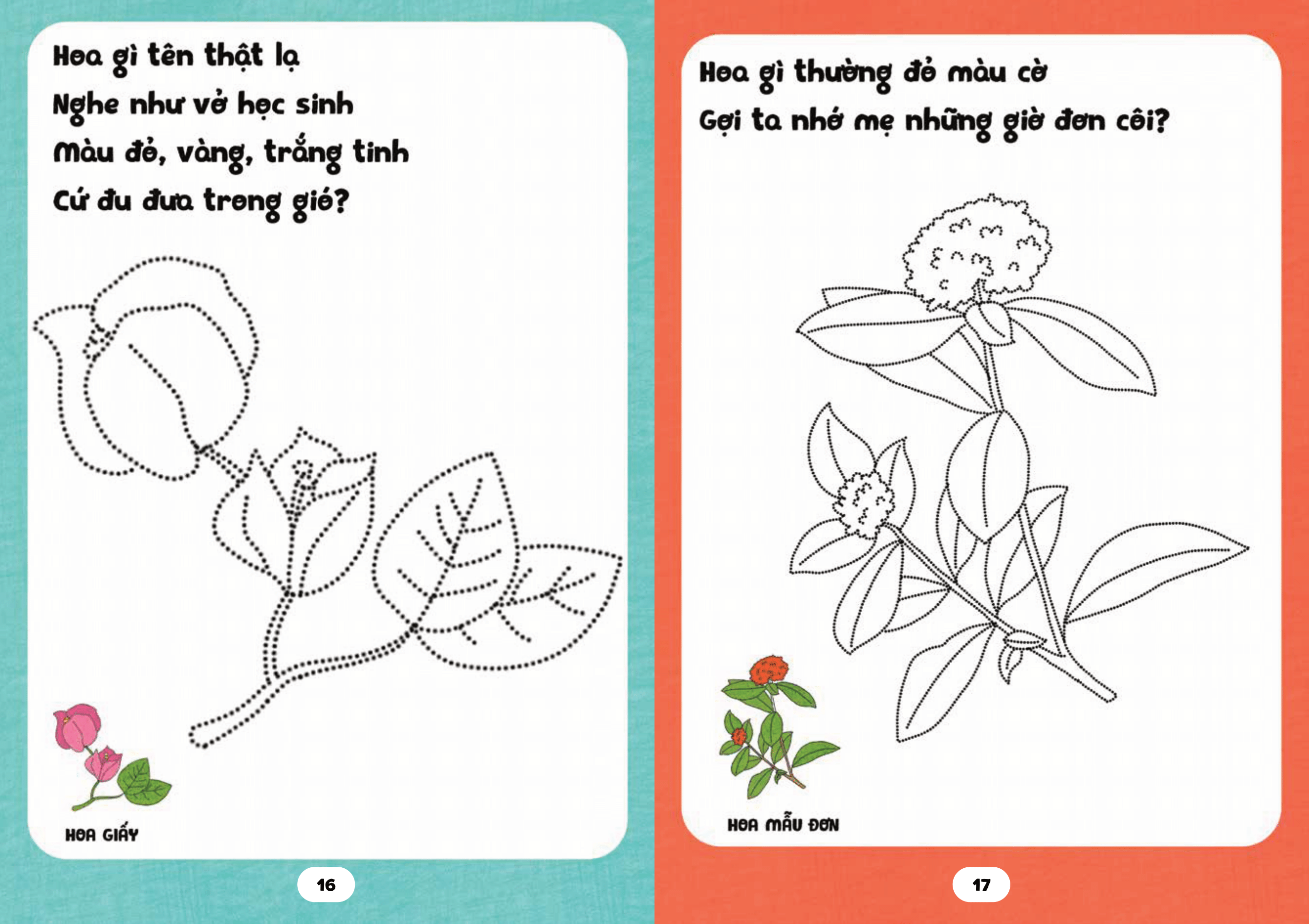 bé tập tô phát triển tư duy - câu đố về các loài hoa