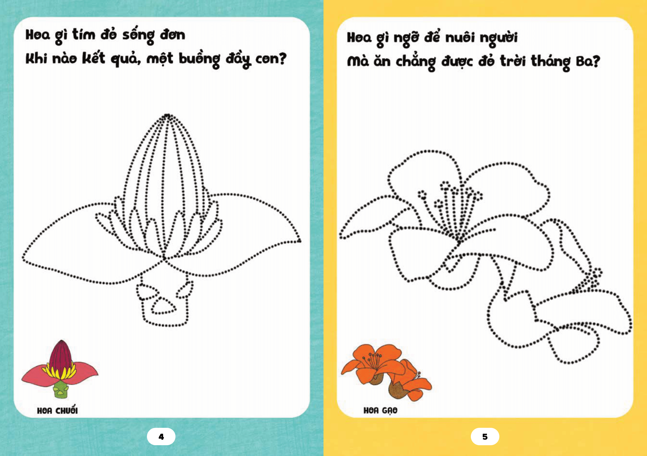 bé tập tô phát triển tư duy - câu đố về các loài hoa