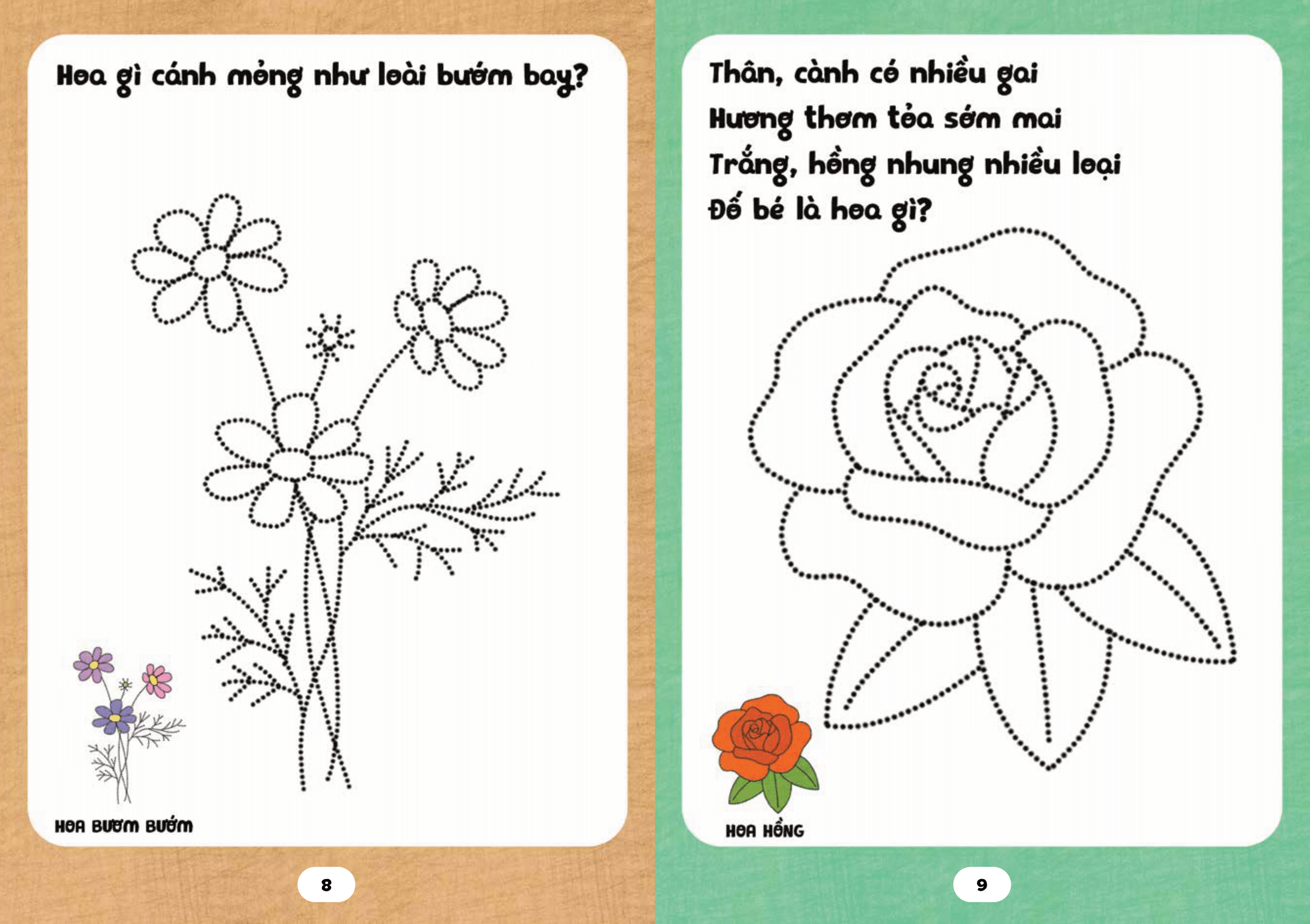 bé tập tô phát triển tư duy - câu đố về các loài hoa