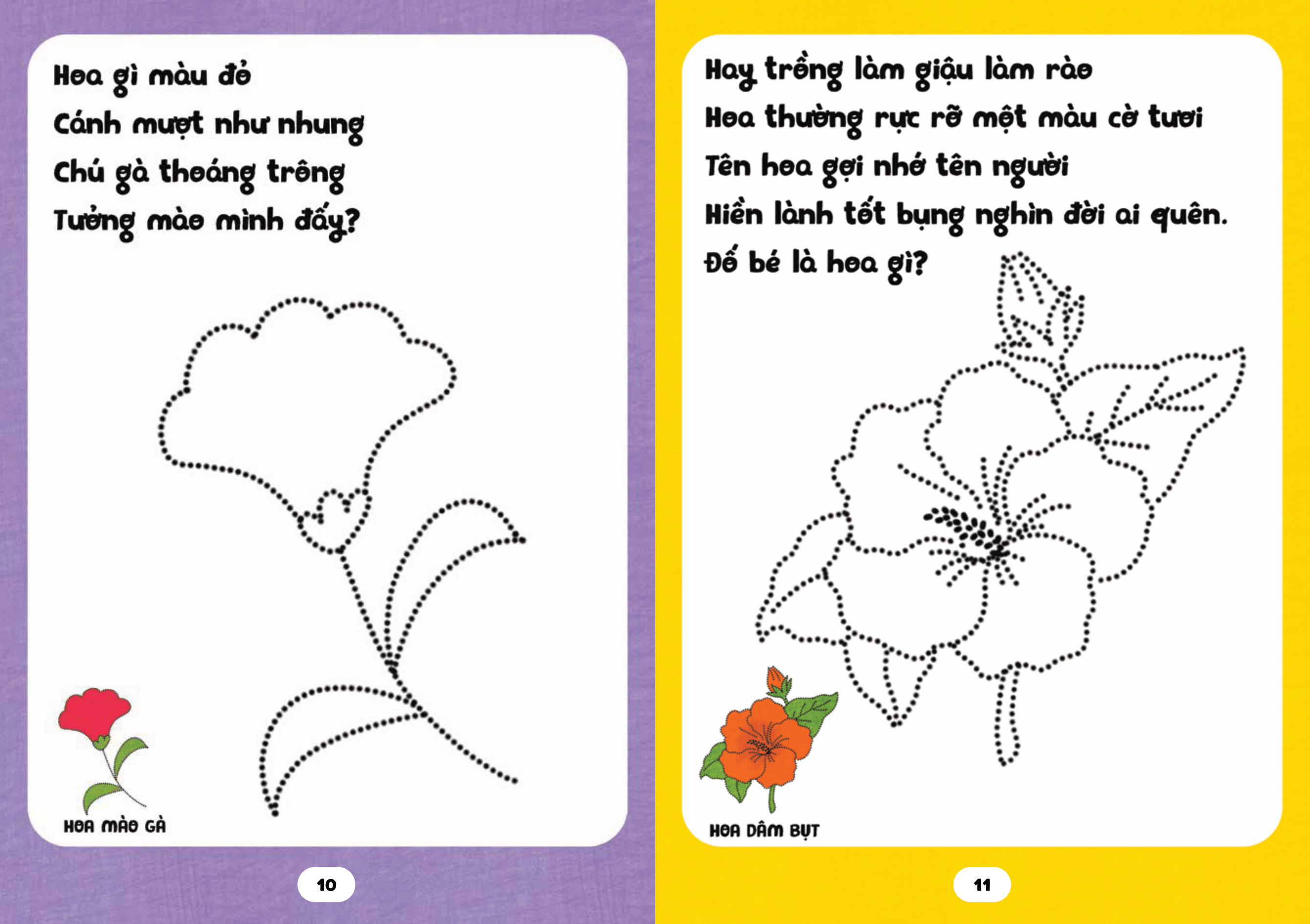 bé tập tô phát triển tư duy - câu đố về các loài hoa