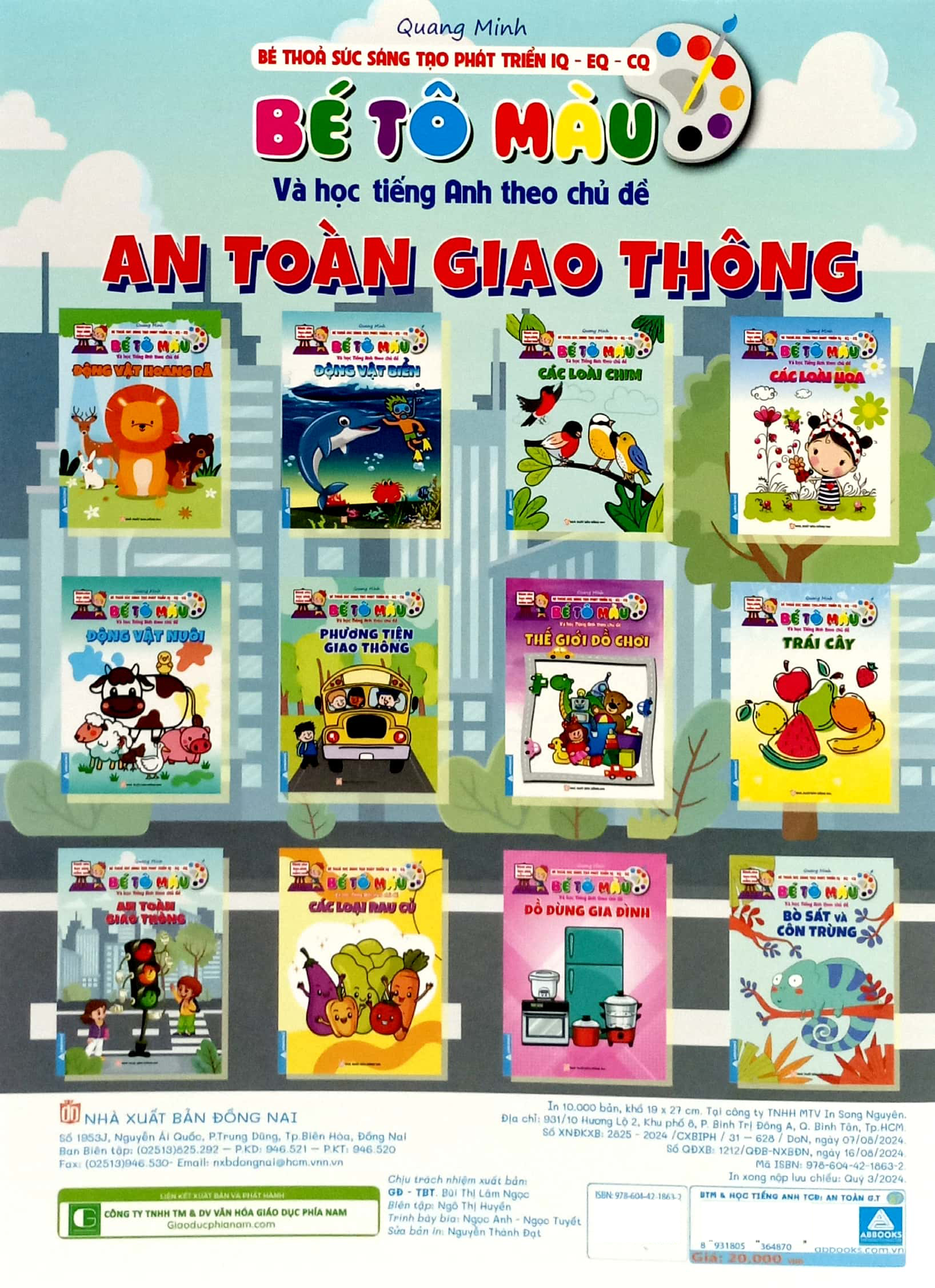 bé thỏa sức sáng tạo phát triển iq-eq-cq - bé tô màu và học tiếng anh theo chủ đề - an toàn giao thông