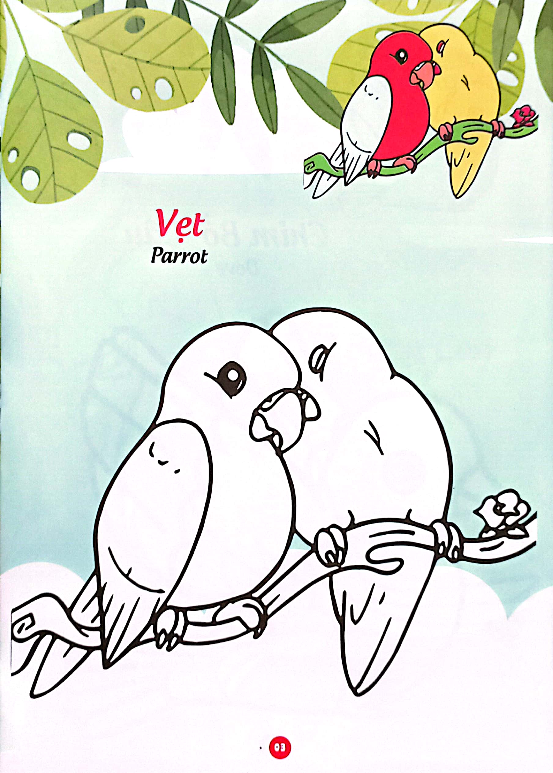 bé thỏa sức sáng tạo phát triển iq-eq-cq -bé tô màu và học tiếng anh theo chủ đề - các loại chim