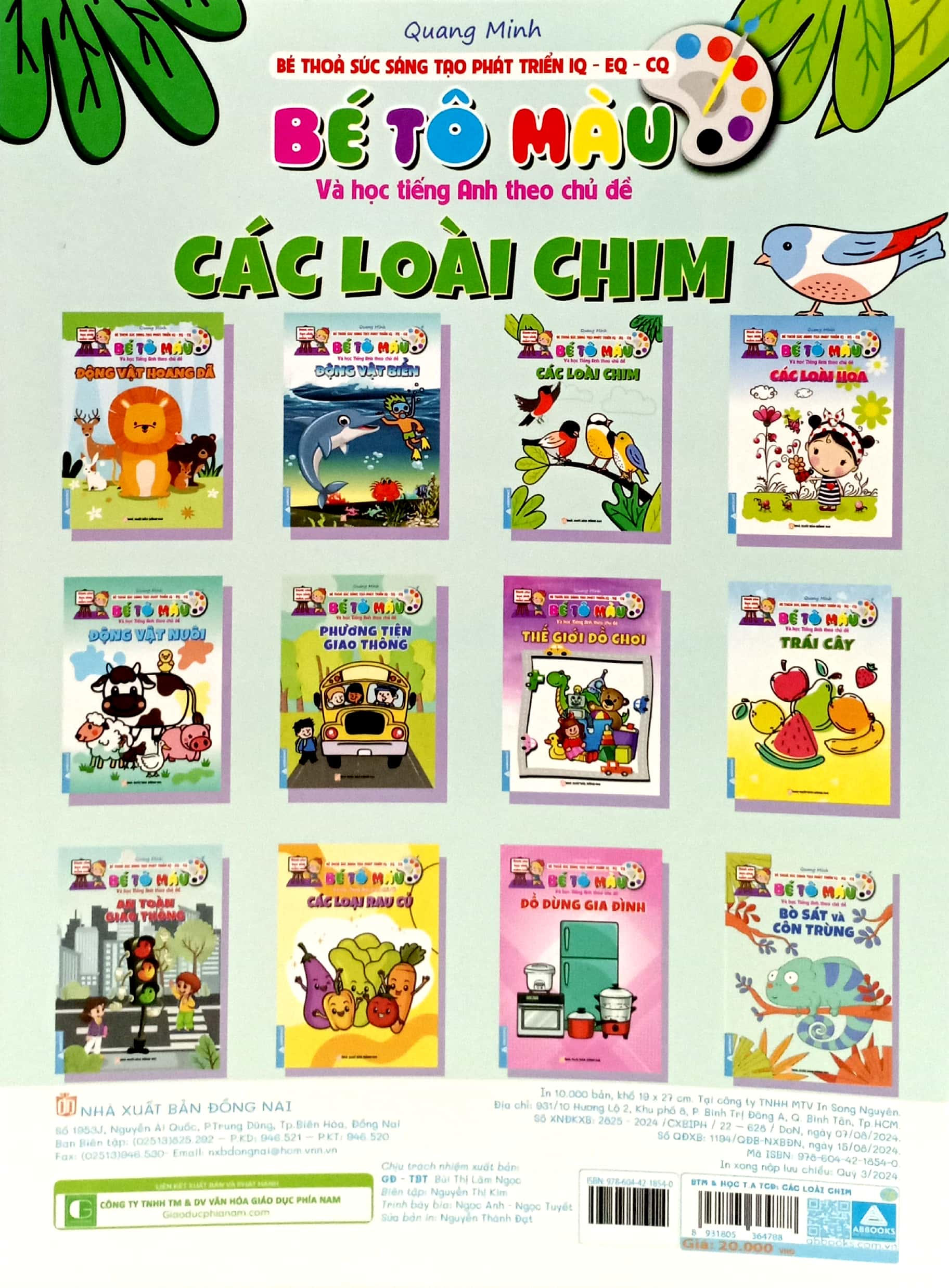 bé thỏa sức sáng tạo phát triển iq-eq-cq -bé tô màu và học tiếng anh theo chủ đề - các loại chim