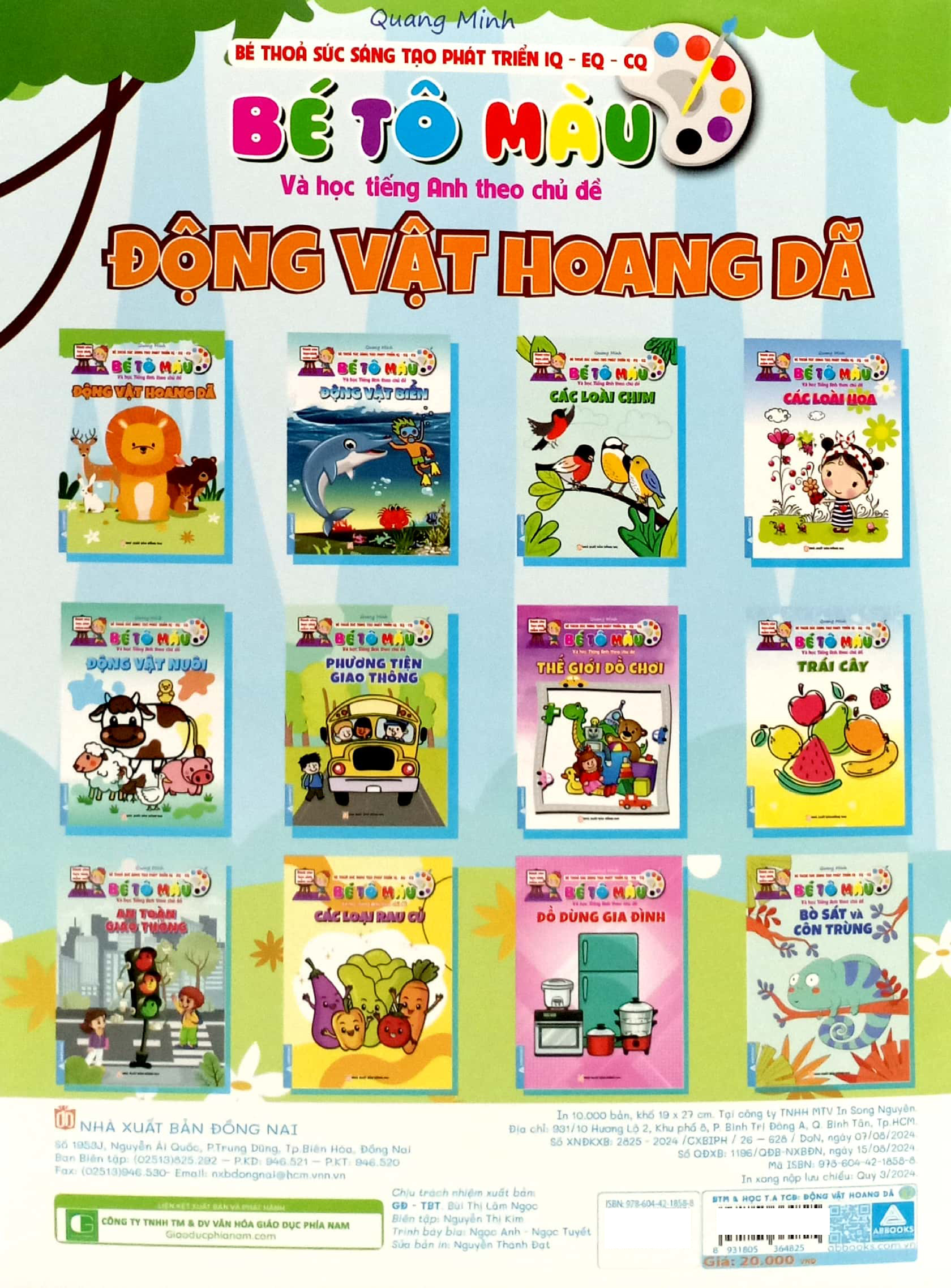 bé thỏa sức sáng tạo phát triển iq-eq-cq -bé tô màu và học tiếng anh theo chủ đề - động vật hoang dã