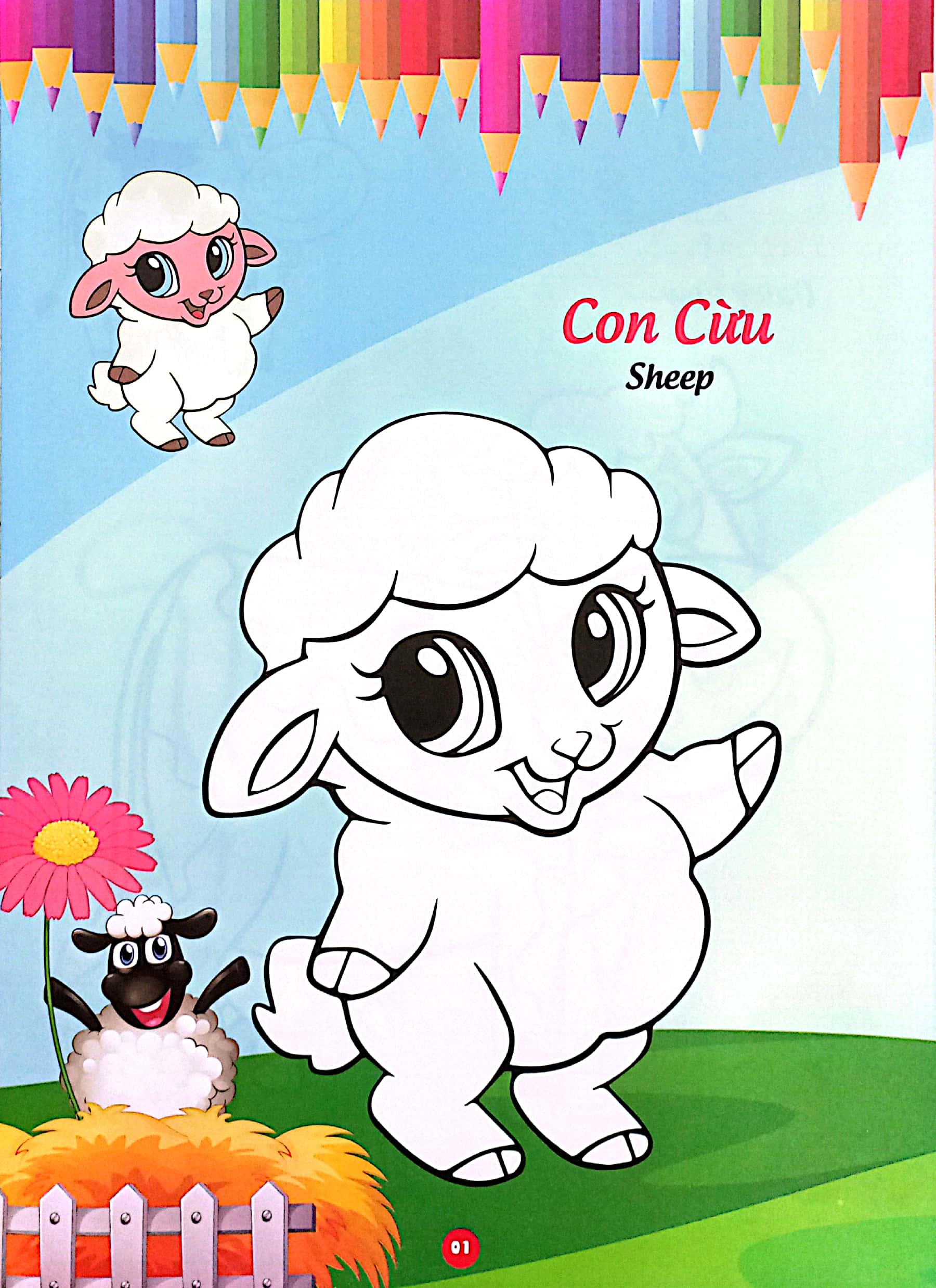 bé thỏa sức sáng tạo phát triển iq-eq-cq -bé tô màu và học tiếng anh theo chủ đề - động vật nuôi