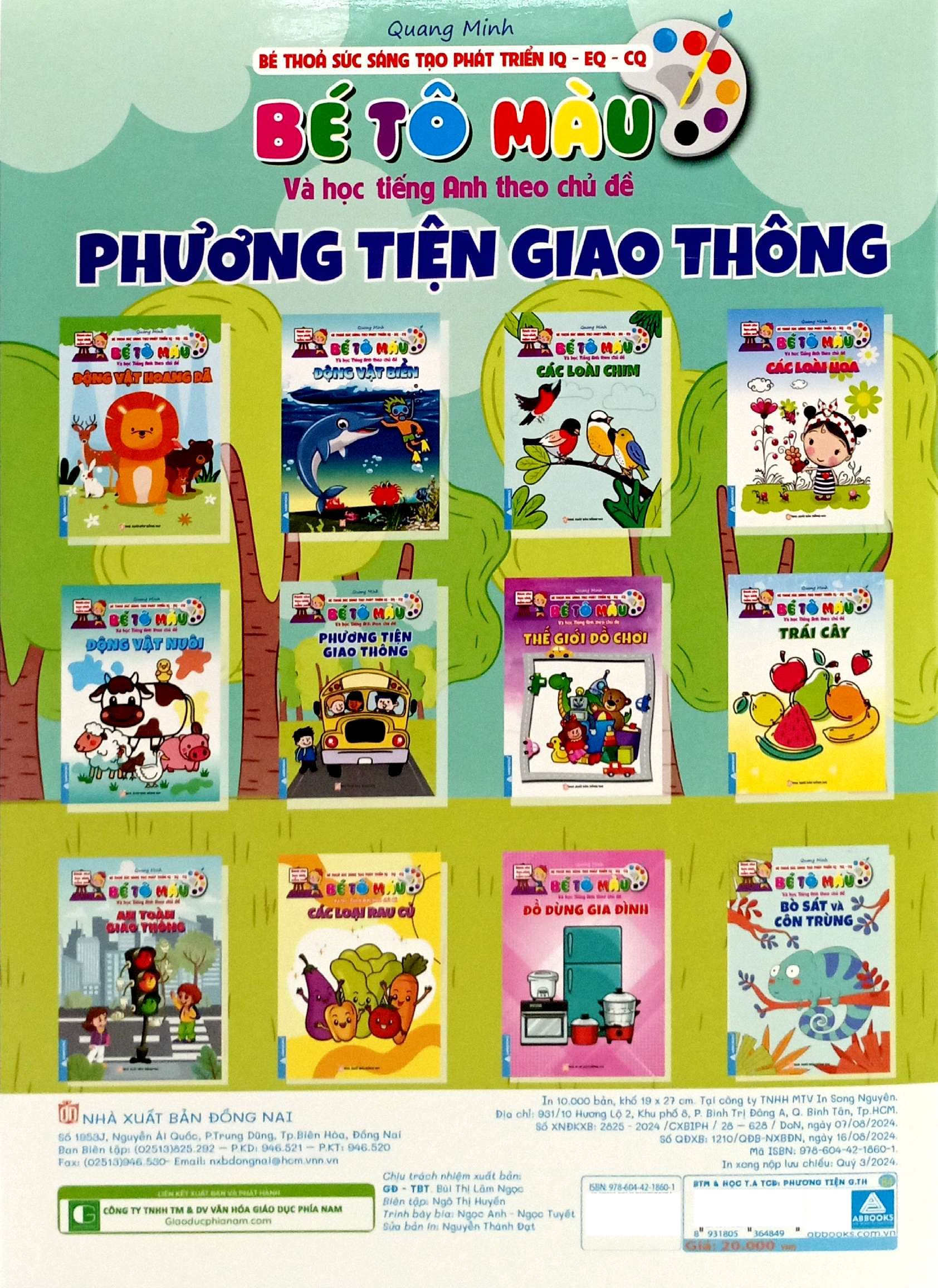bé thỏa sức sáng tạo phát triển iq-eq-cq - bé tô màu và học tiếng anh theo chủ đề - phương tiện giao thông