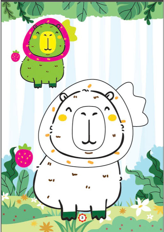 bé tô màu capybara gần gũi và thân thiện với các bạn