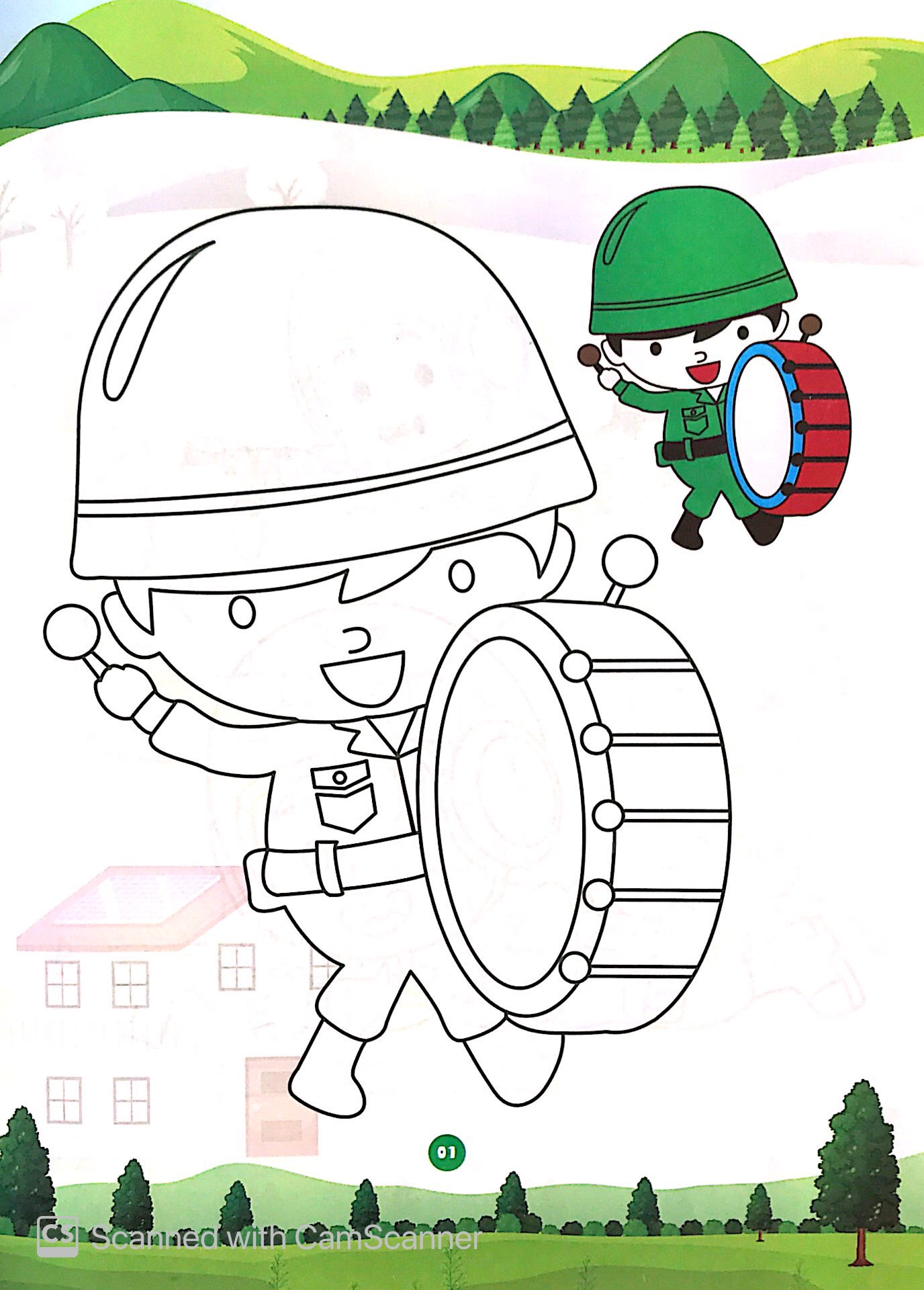 bé tô màu chú bộ đội