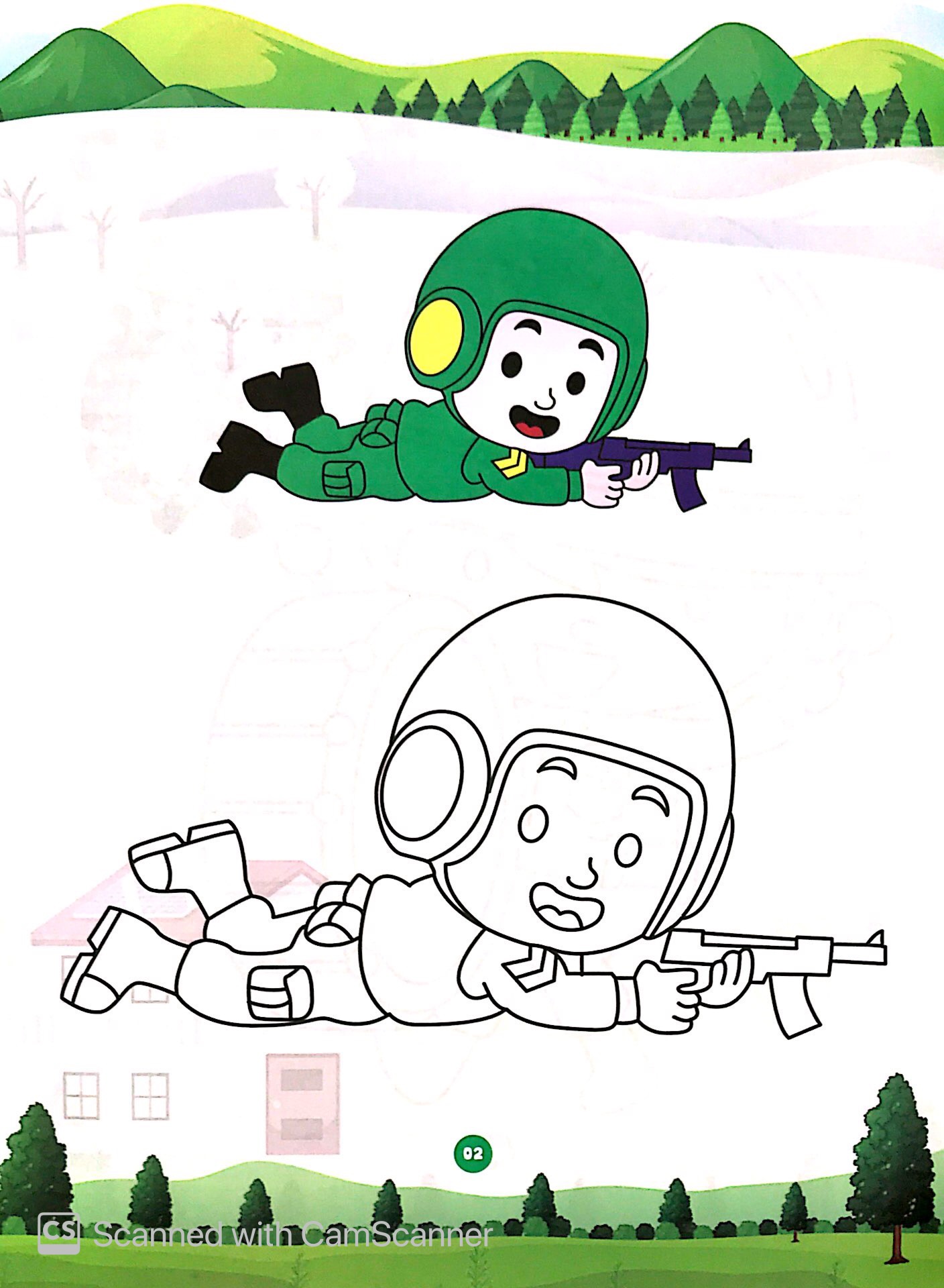 bé tô màu chú bộ đội