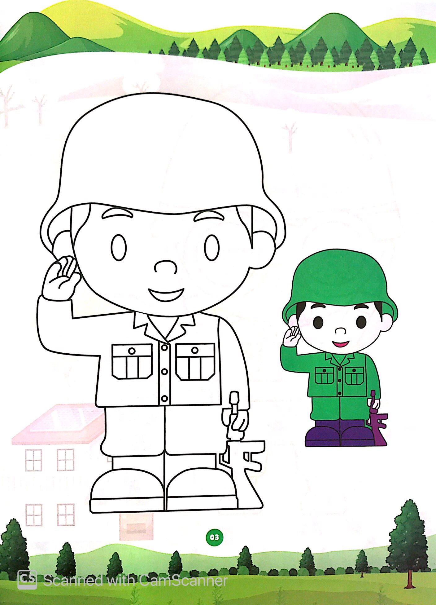 bé tô màu chú bộ đội